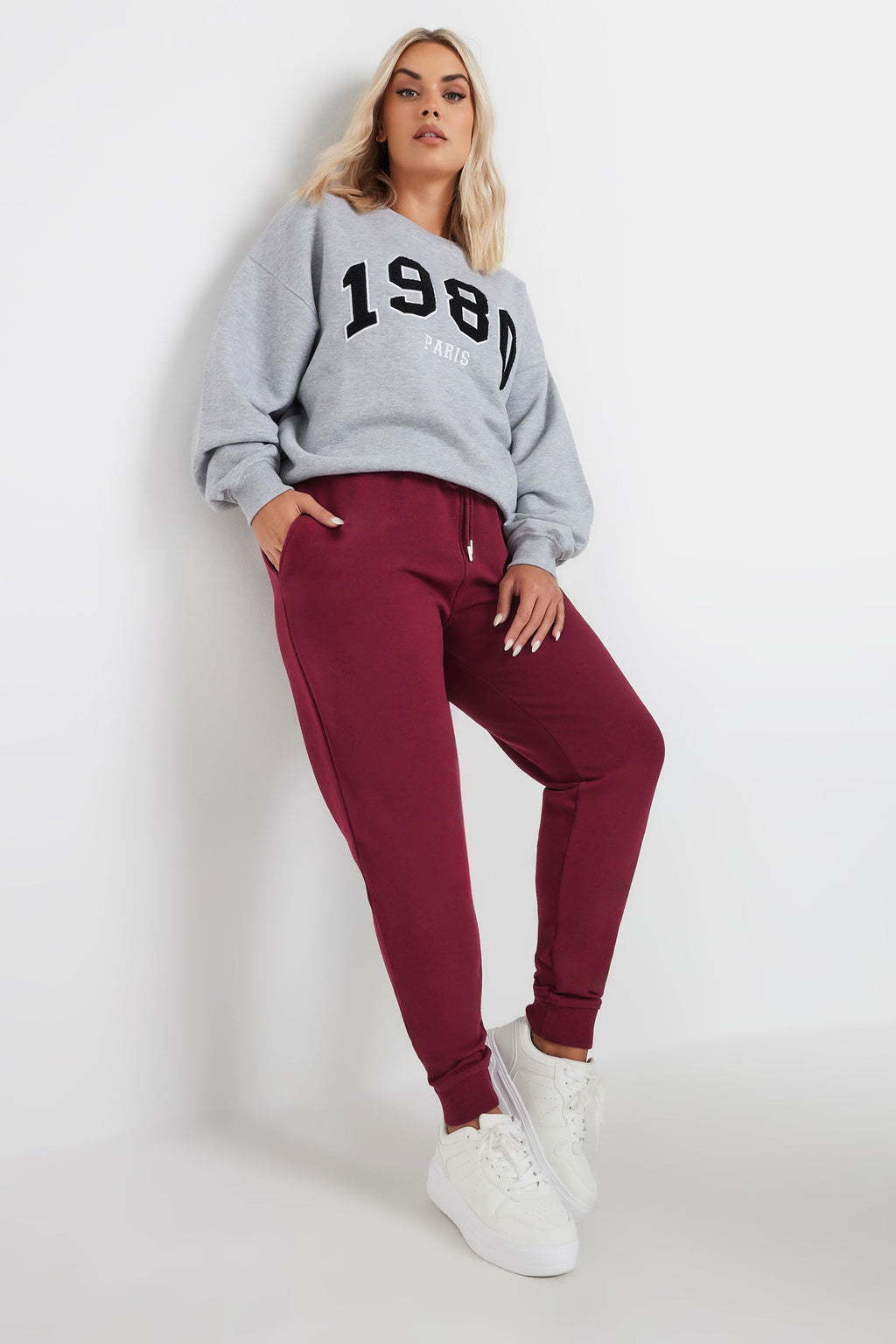  YOURS - Jogging Bordeaux Taille Élastique En Jersey