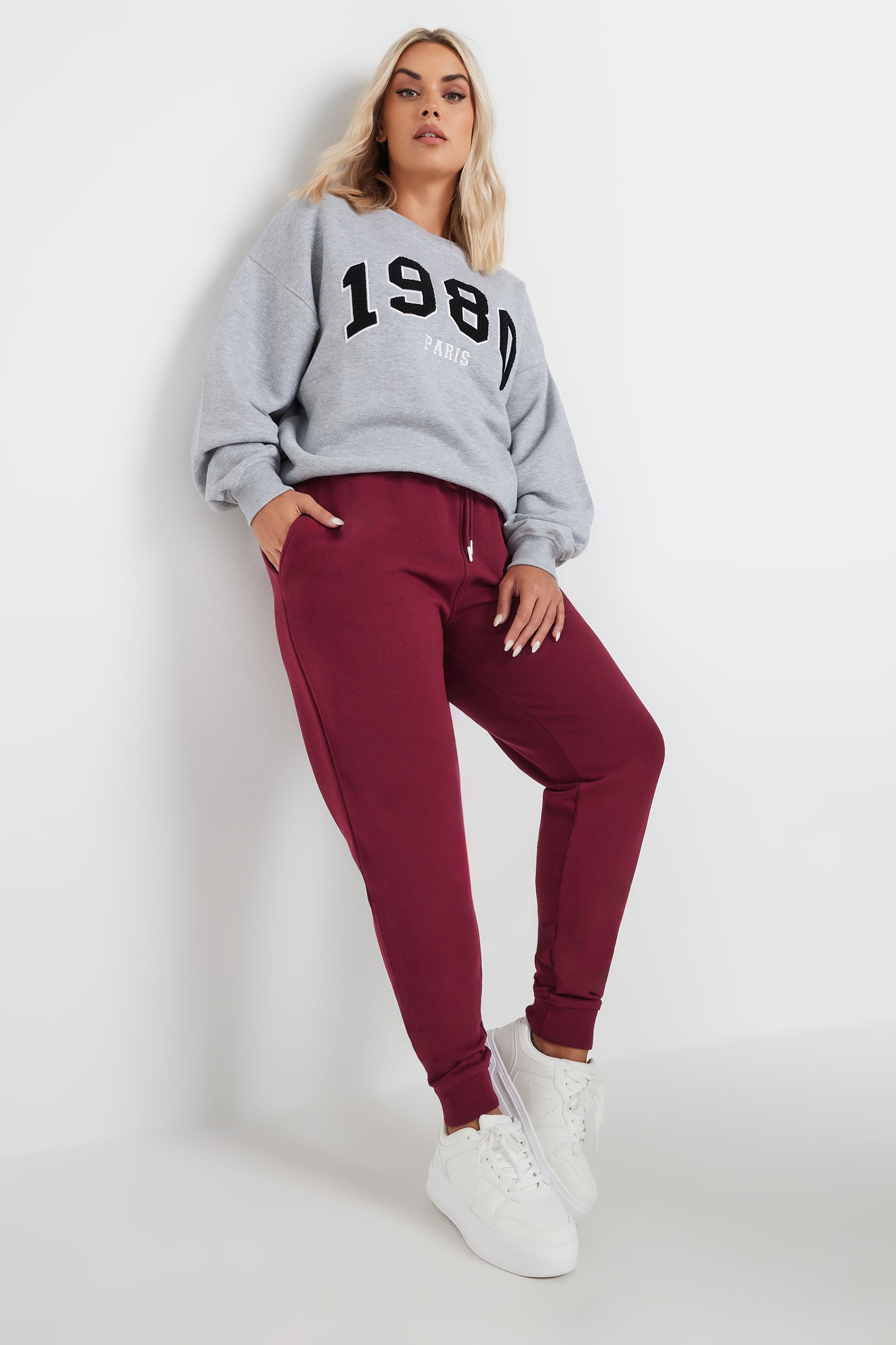  YOURS - Jogging Bordeaux Taille Élastique En Jersey