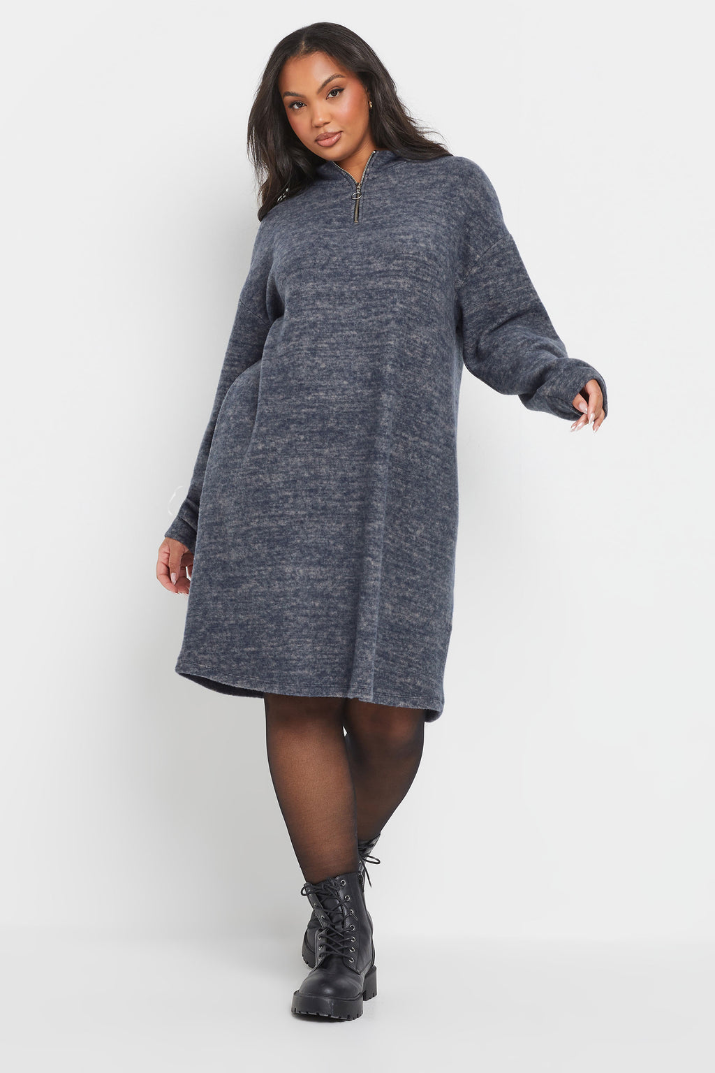  YOURS Curve Robe Pull Zippée Bleue Douce Au Toucher