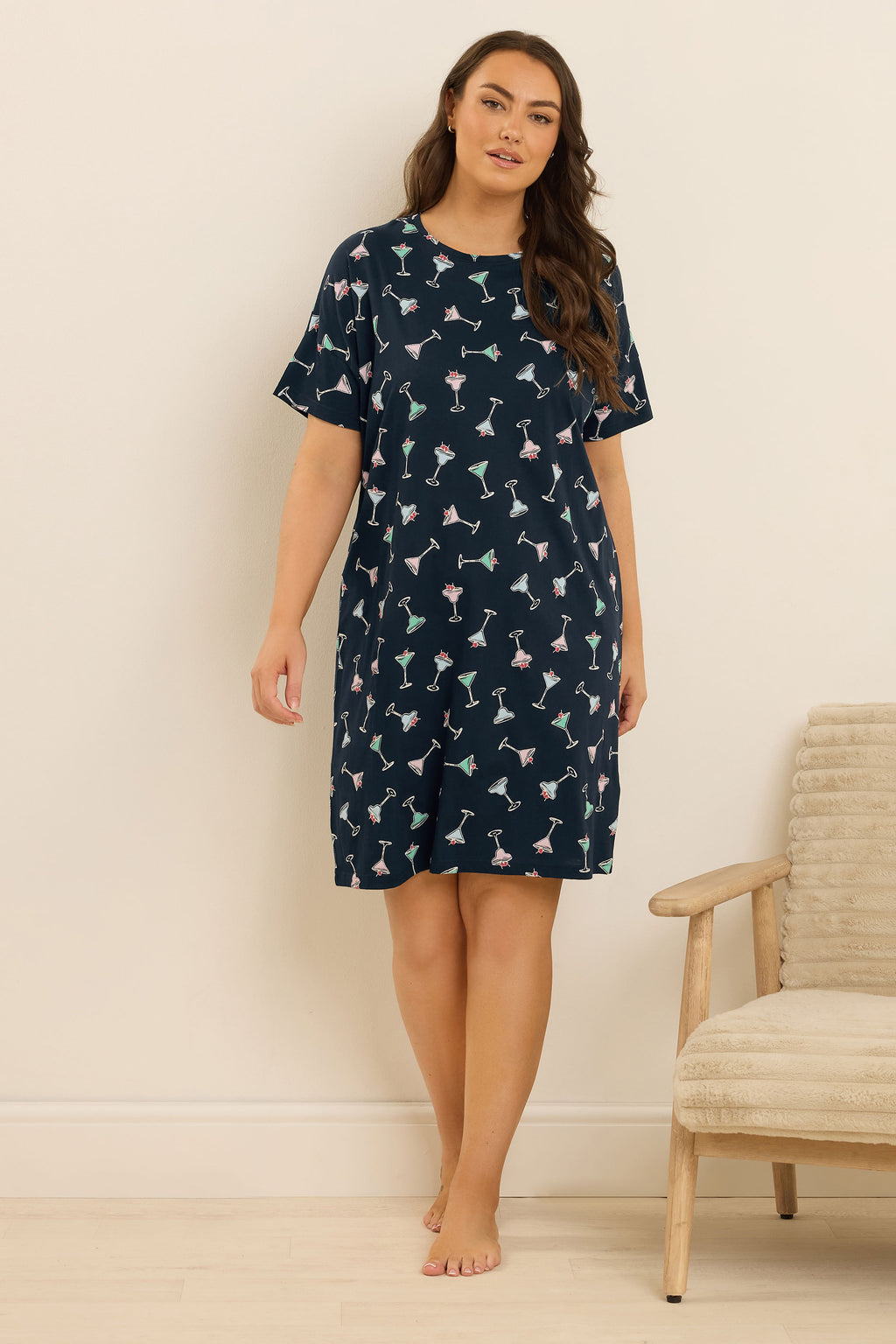 YOURS Lot De 2 Chemises De Nuit Green Cocktail Print