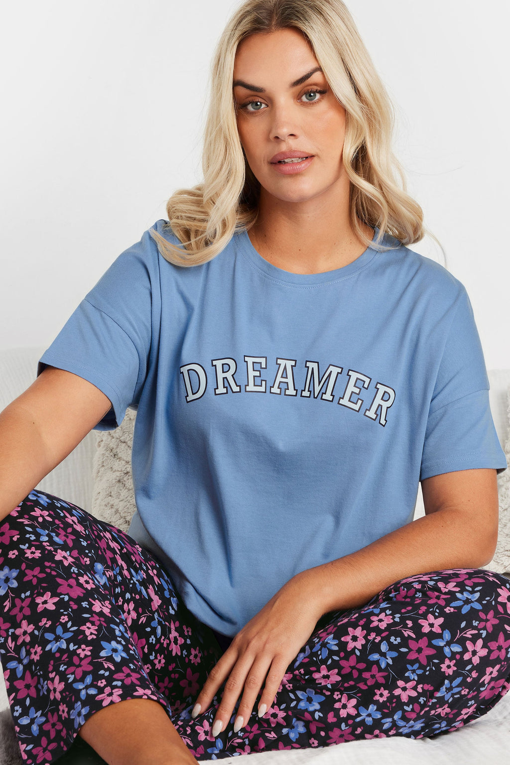  YOURS - Bas De Pyjama Bleu Marine Floral Coupe Wide Leg