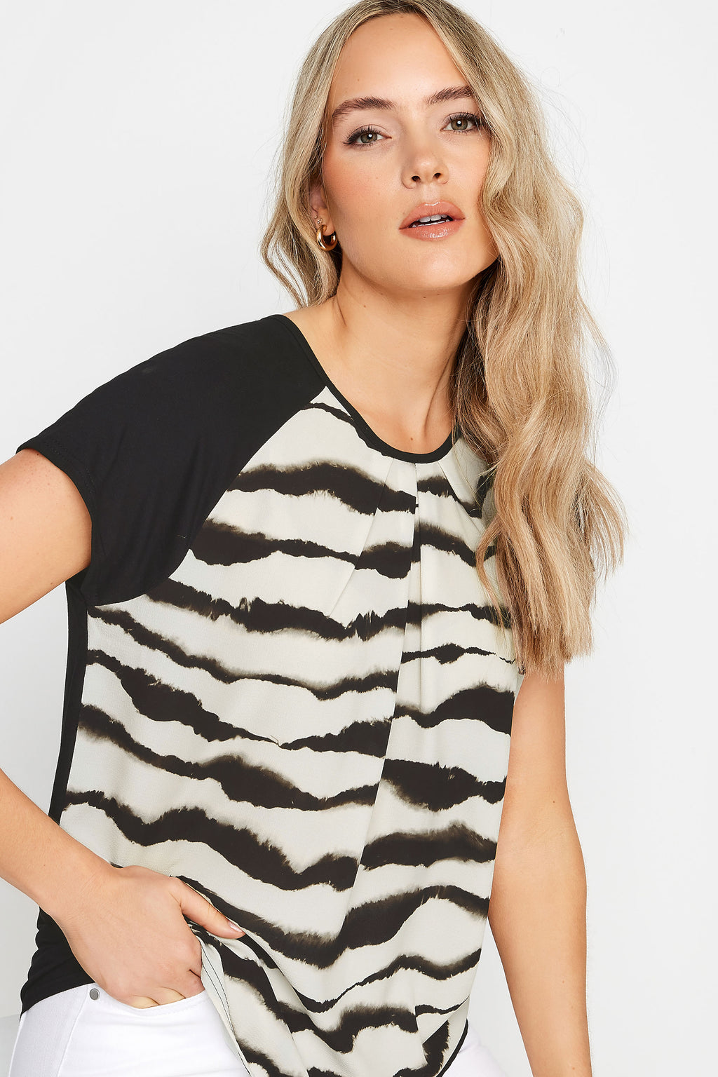  LTS Tall Black Blurred Abstract Print Front T-Shirt