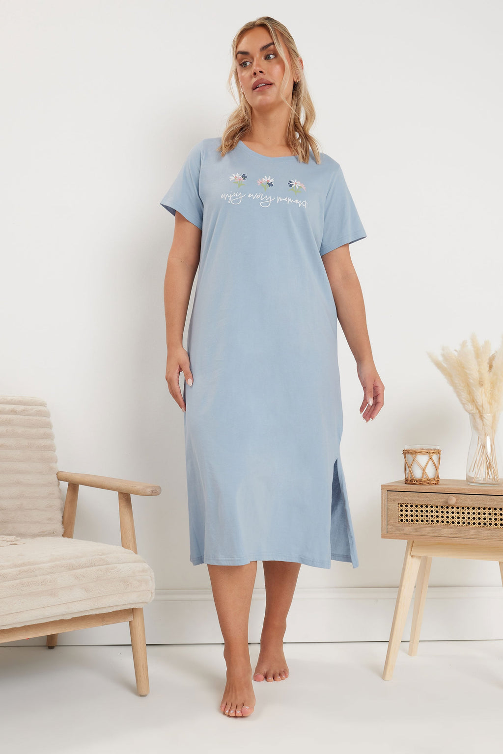  YOURS - Lot De 2 Chemises De Nuit Bleues Floral 'Every Moment'