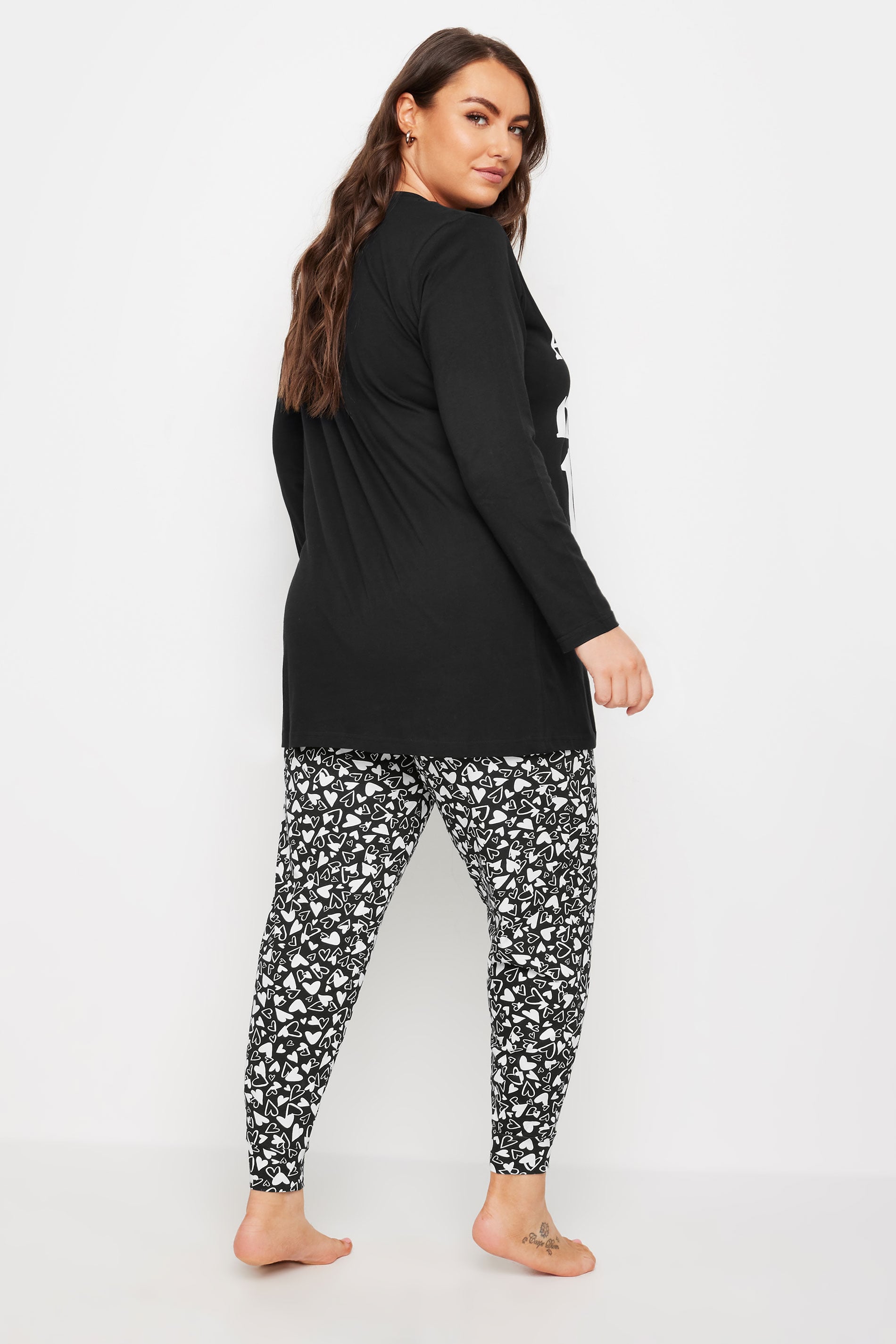  YOURS - Lot De 4 Pièces De Pyjamas Noir & Blanc Slogan