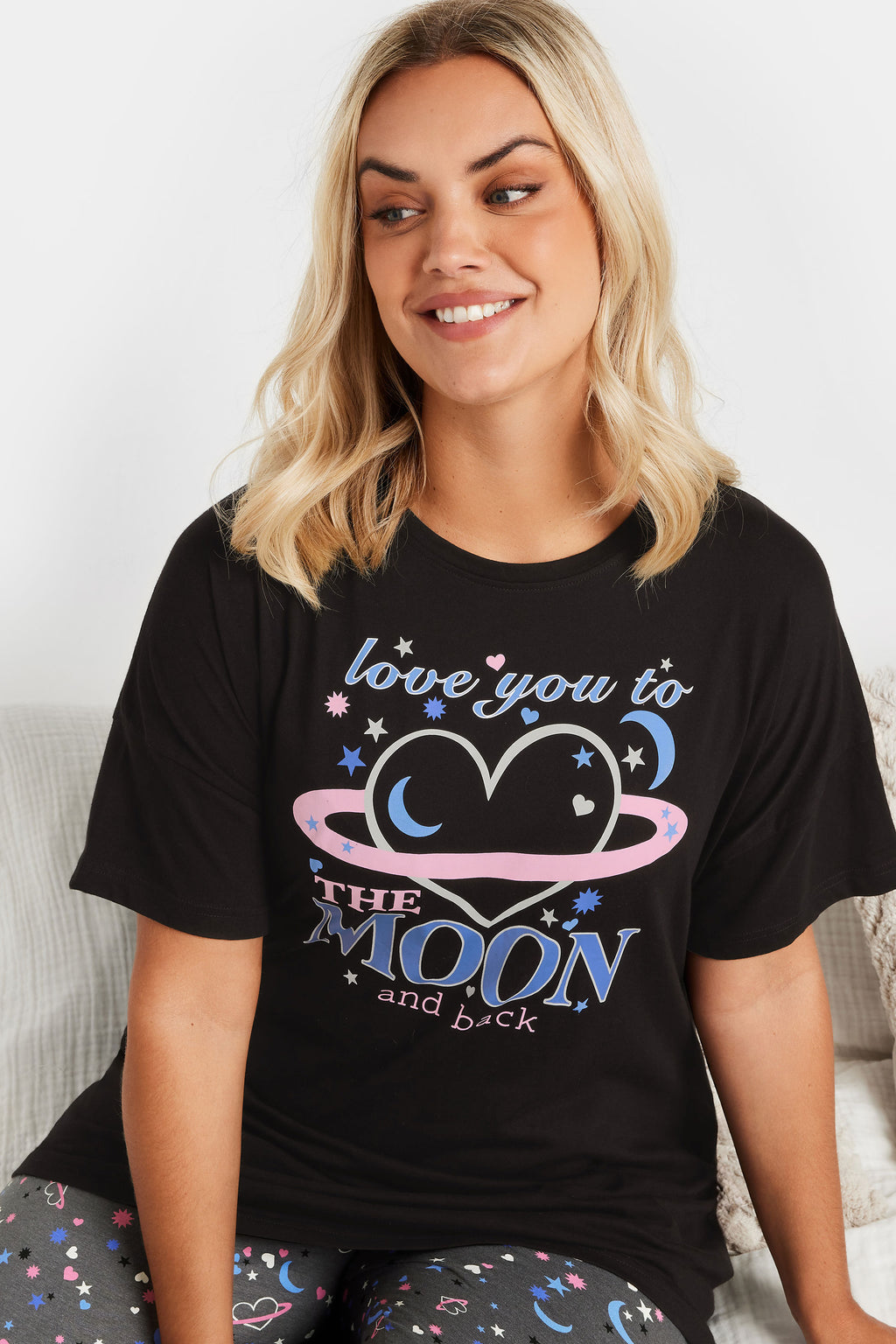  YOURS - Ensemble De Pyjama Noir & Gris Slogan