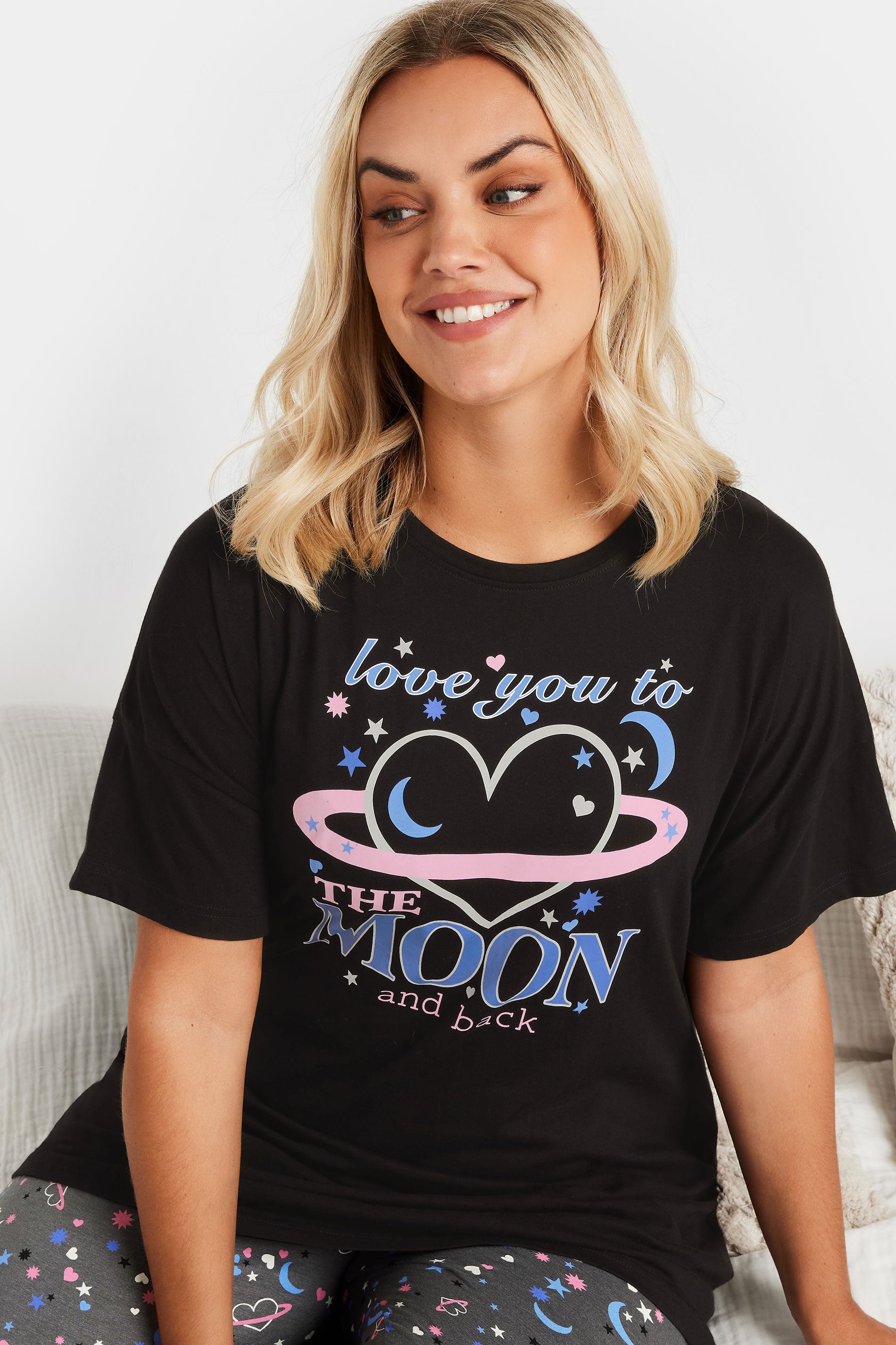  YOURS - Ensemble De Pyjama Noir & Gris Slogan
