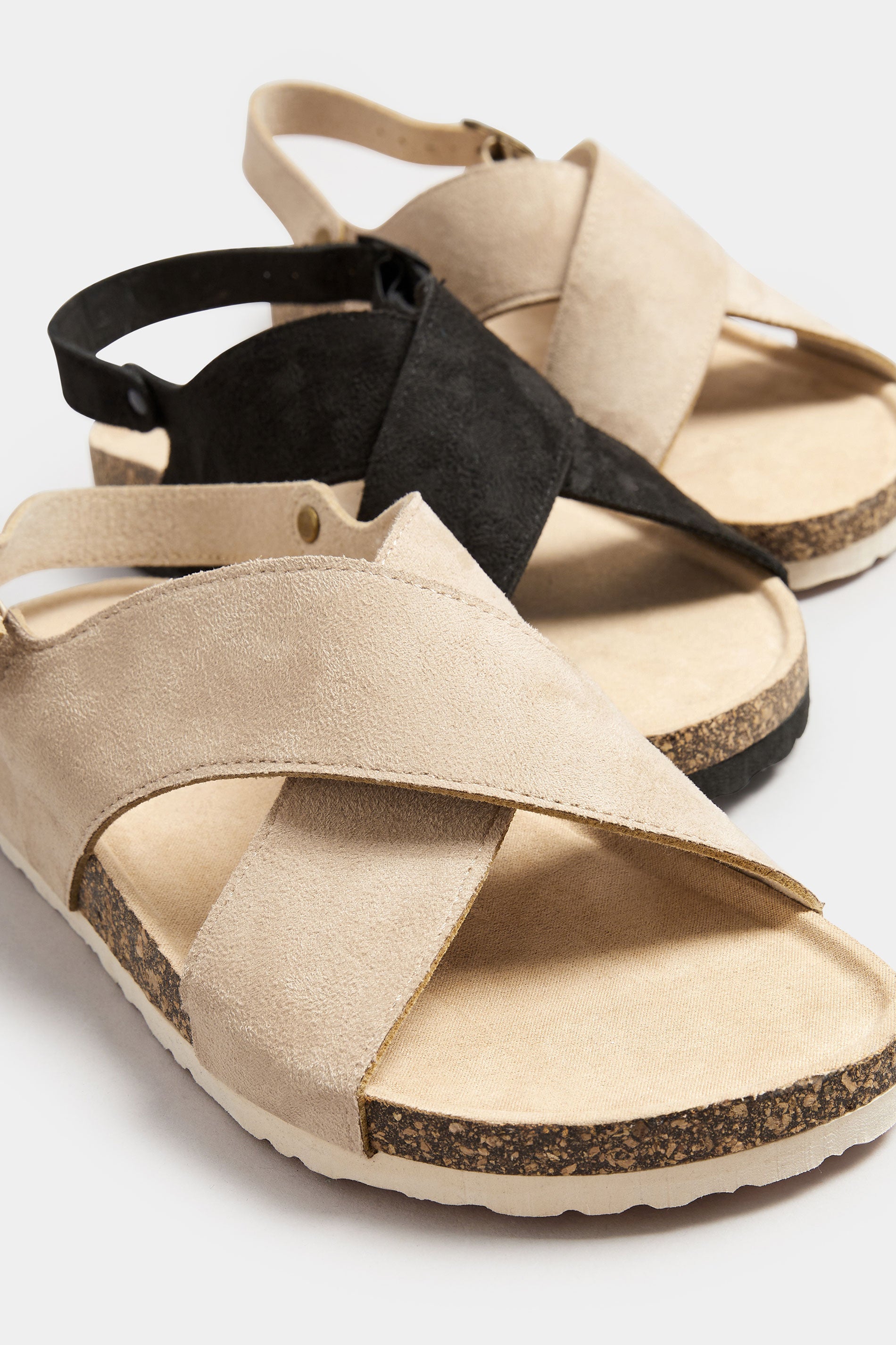  Sandales Marrons Design Croisé Pieds Extra Larges EEE