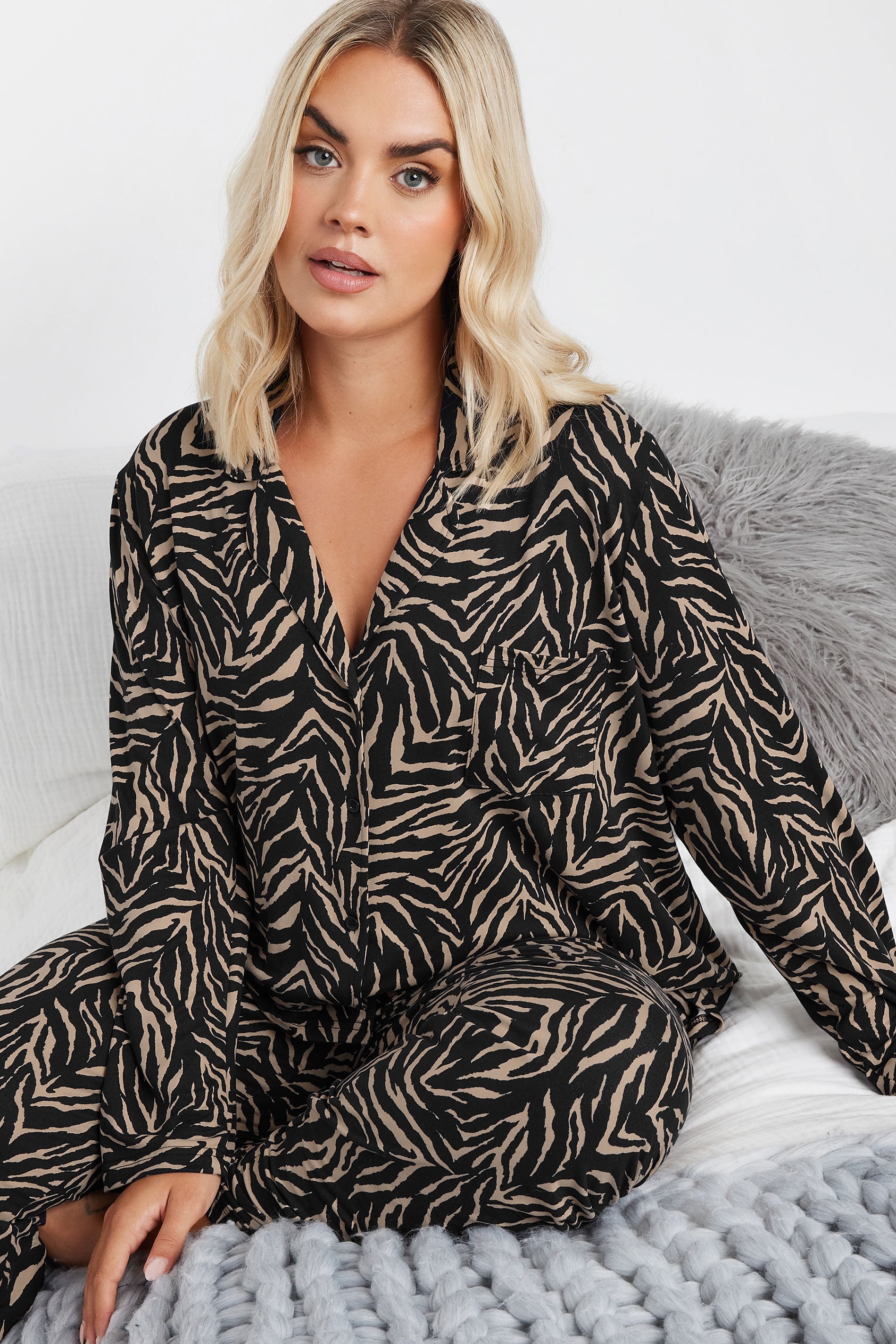  YOURS - Ensemble De Pyjama Beige Zébré Toucher Doux
