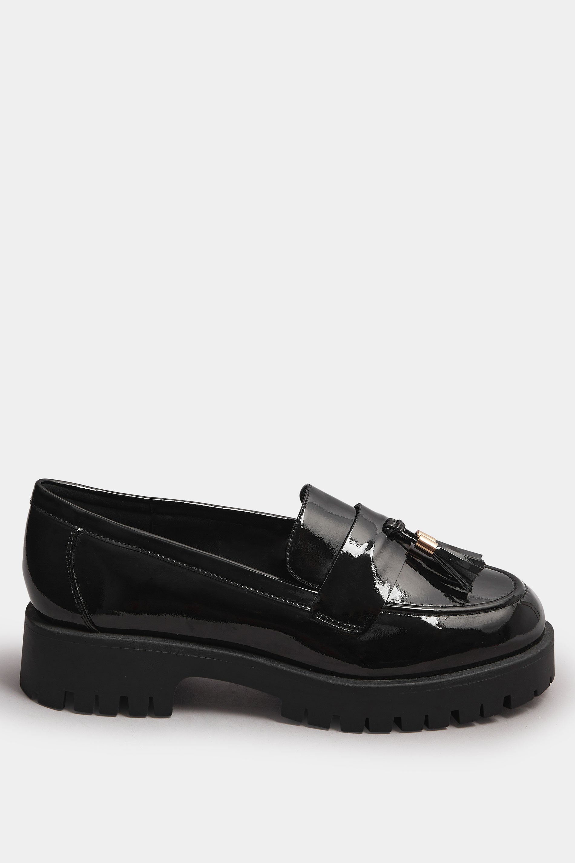  Mocassins Noirs Vernis à Pampilles, Coupe Extra Large EEE