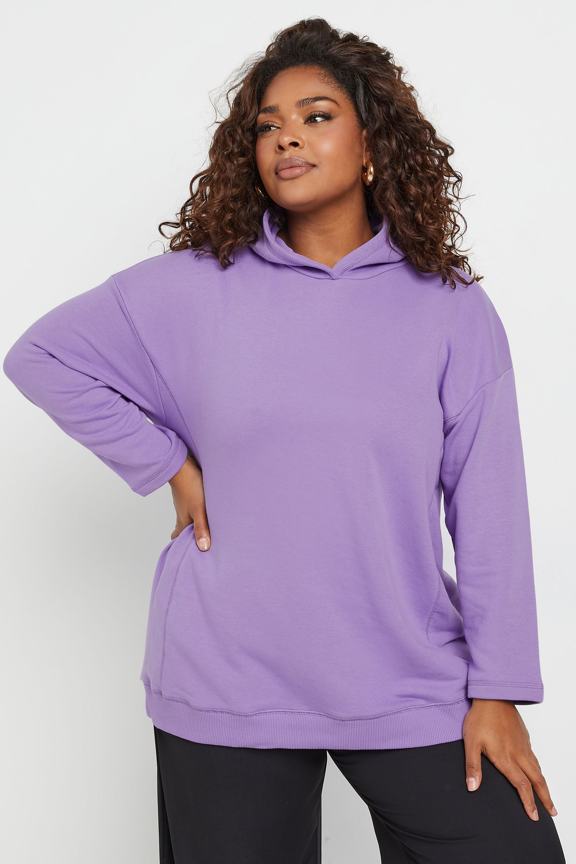  YOURS - Pull En Jersey à Capuche Lavande Coupe Oversize
