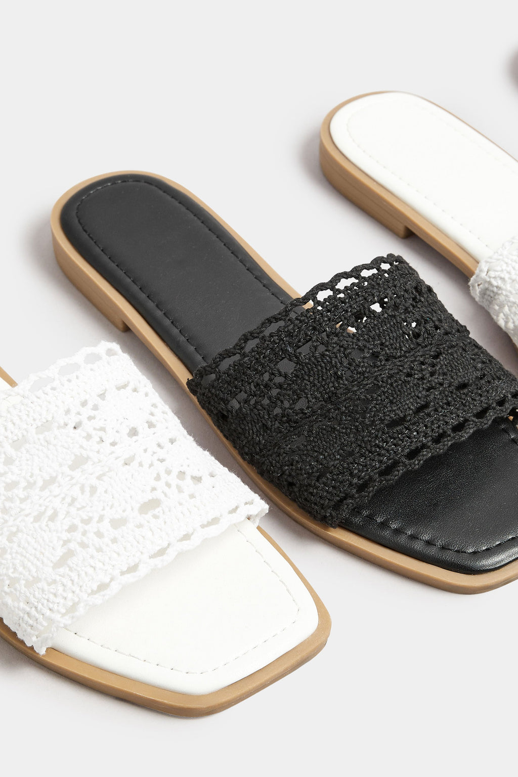  Mules Noires En Crochet Pieds Extra Larges EEE