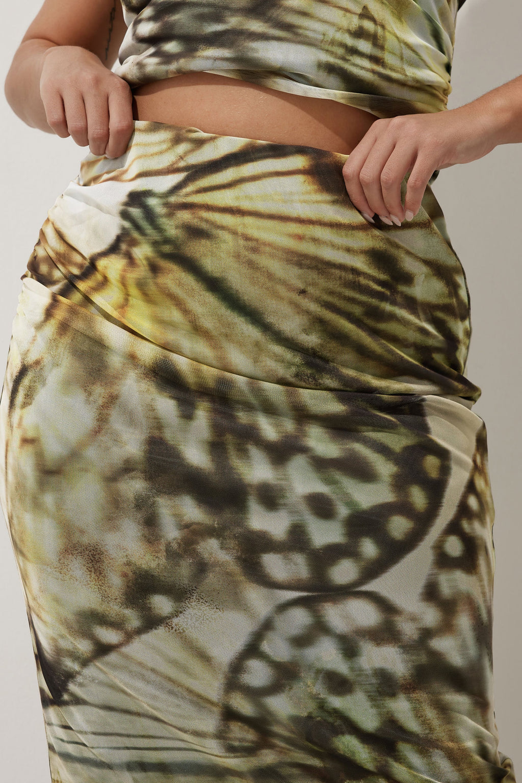  LIMITED COLLECTION - Jupe Midaxi Verte Papillon En Filet