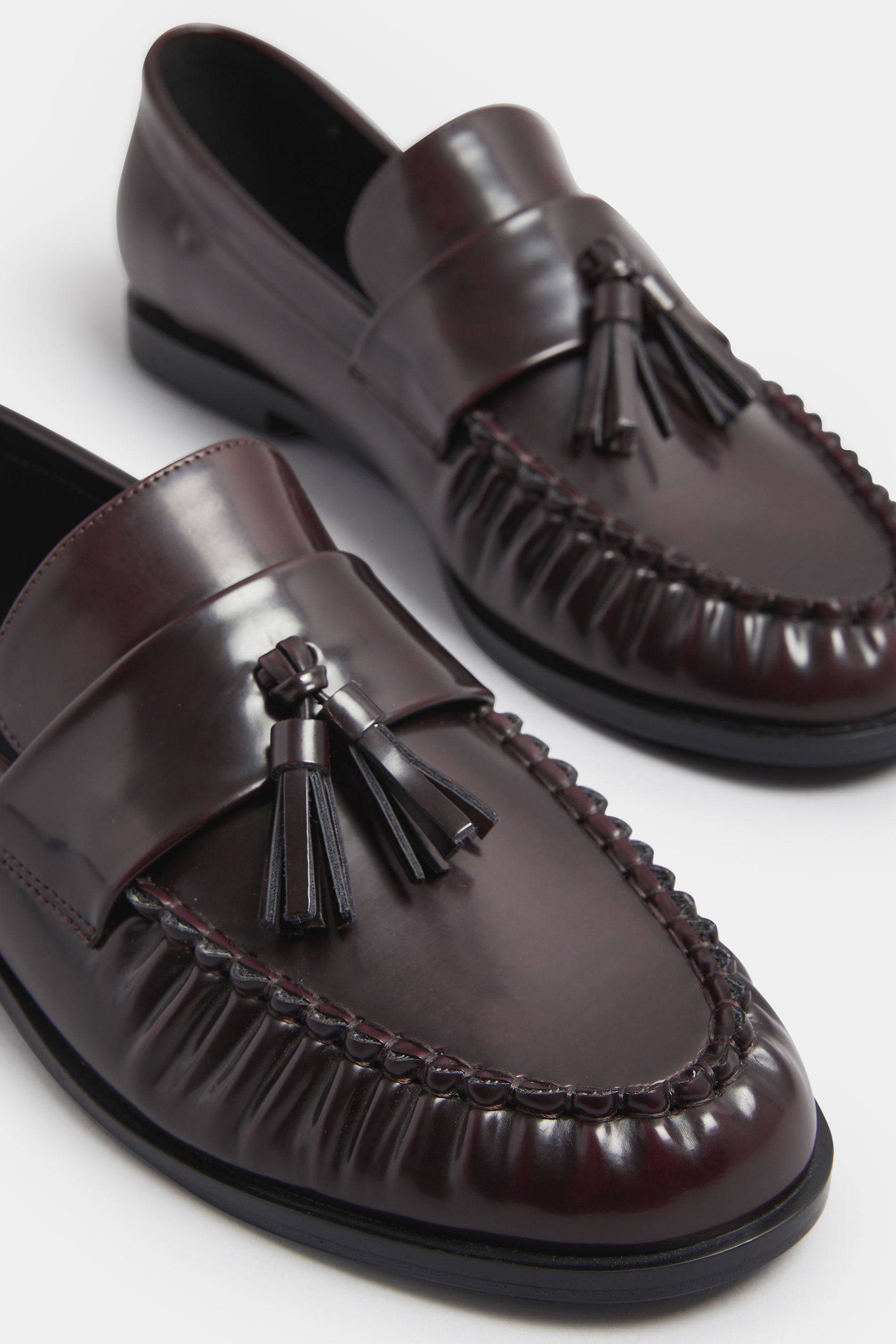  LTS Dark Red Patent Tassel Flat Loafers