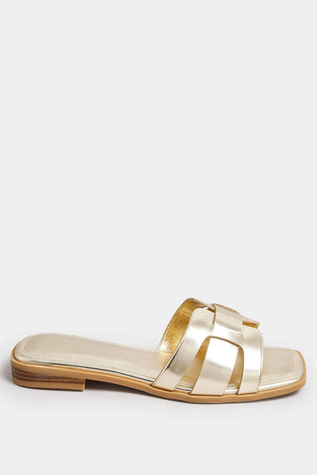  Sandales Mules Dorées Design Découpé Pieds Extra Larges EEE