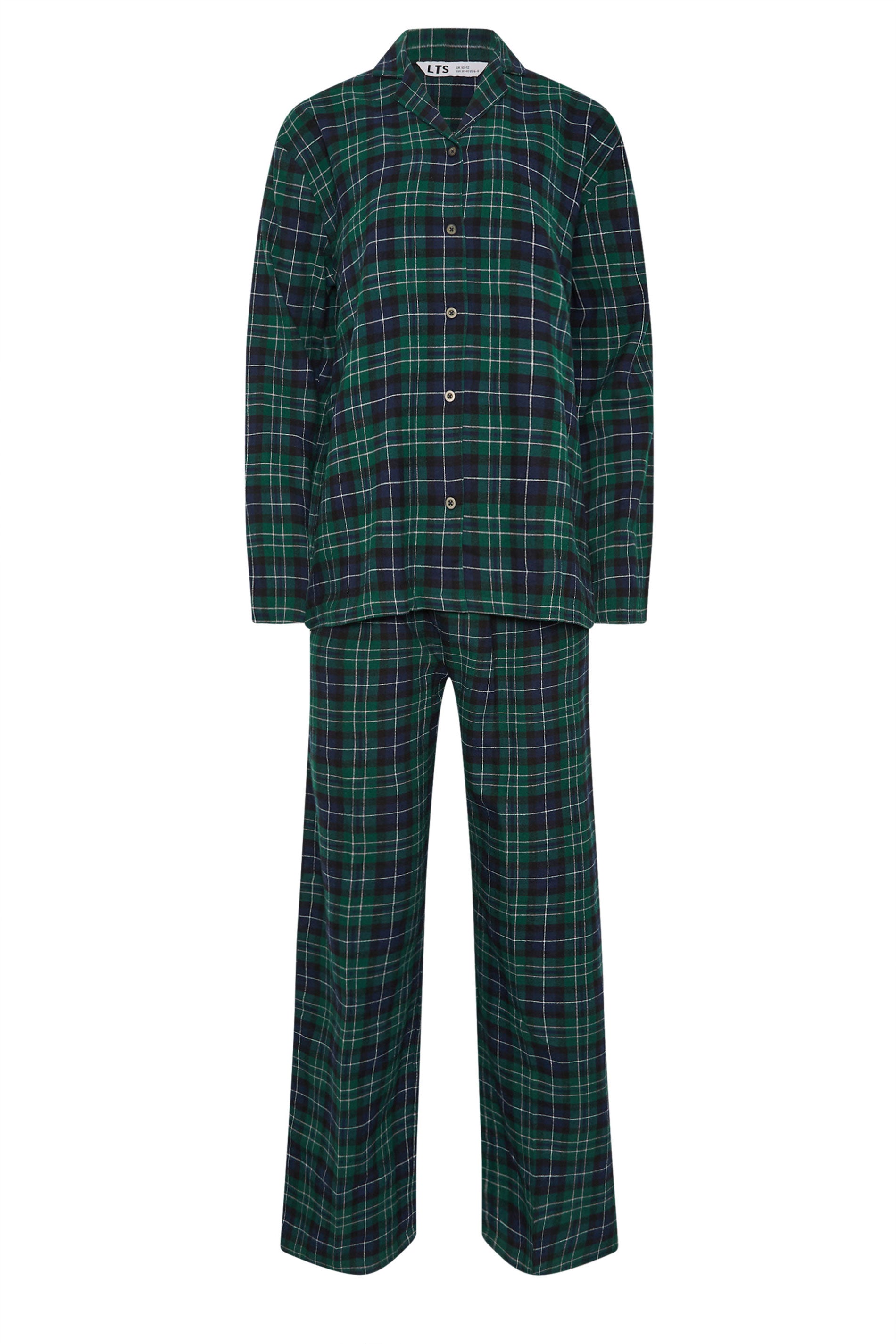  LTS Tall Navy Blue & Green Cotton Check Pyjama Set
