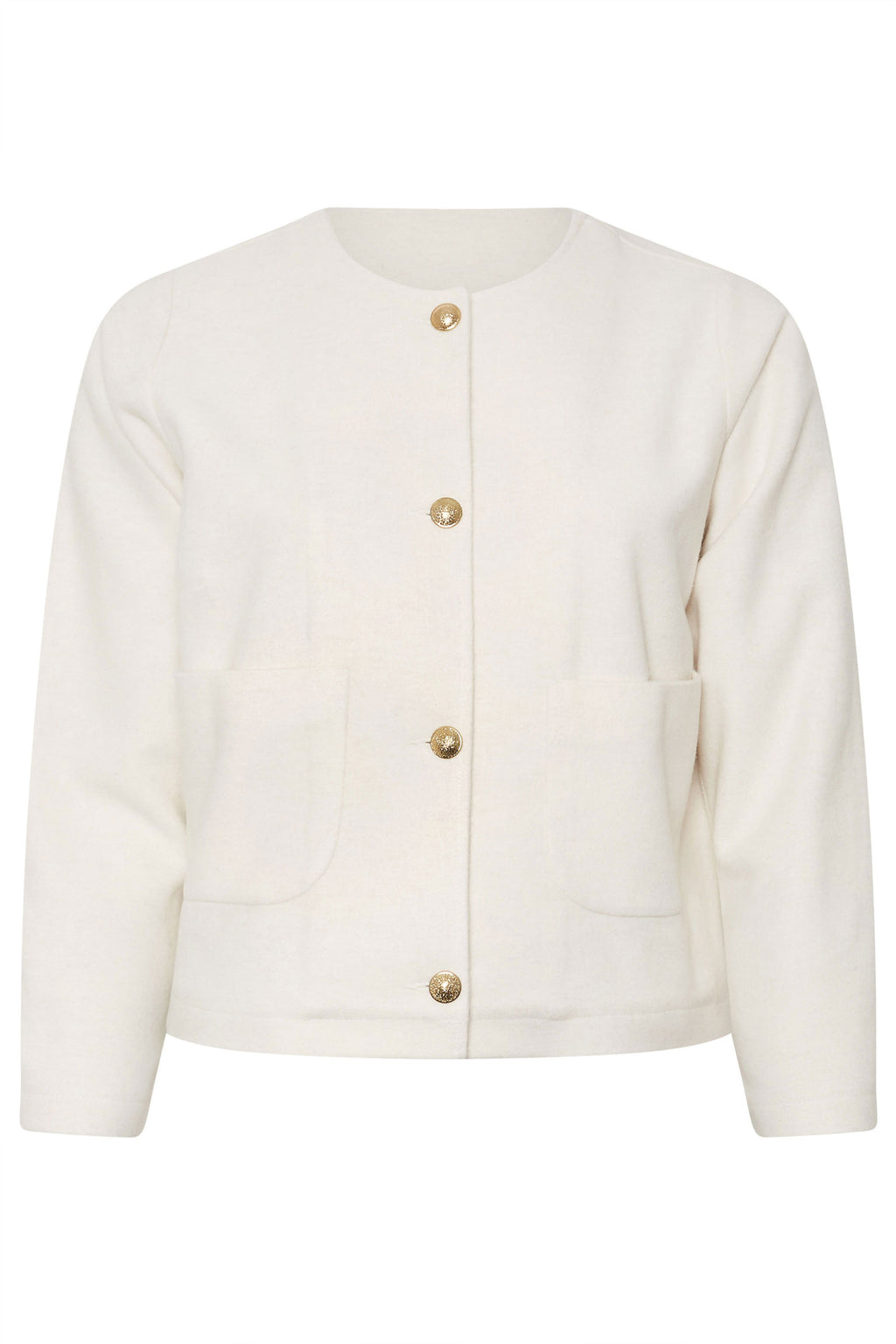  LIMITED COLLECTION - Veste Crème Boutonnée Sans Col Manches Longues