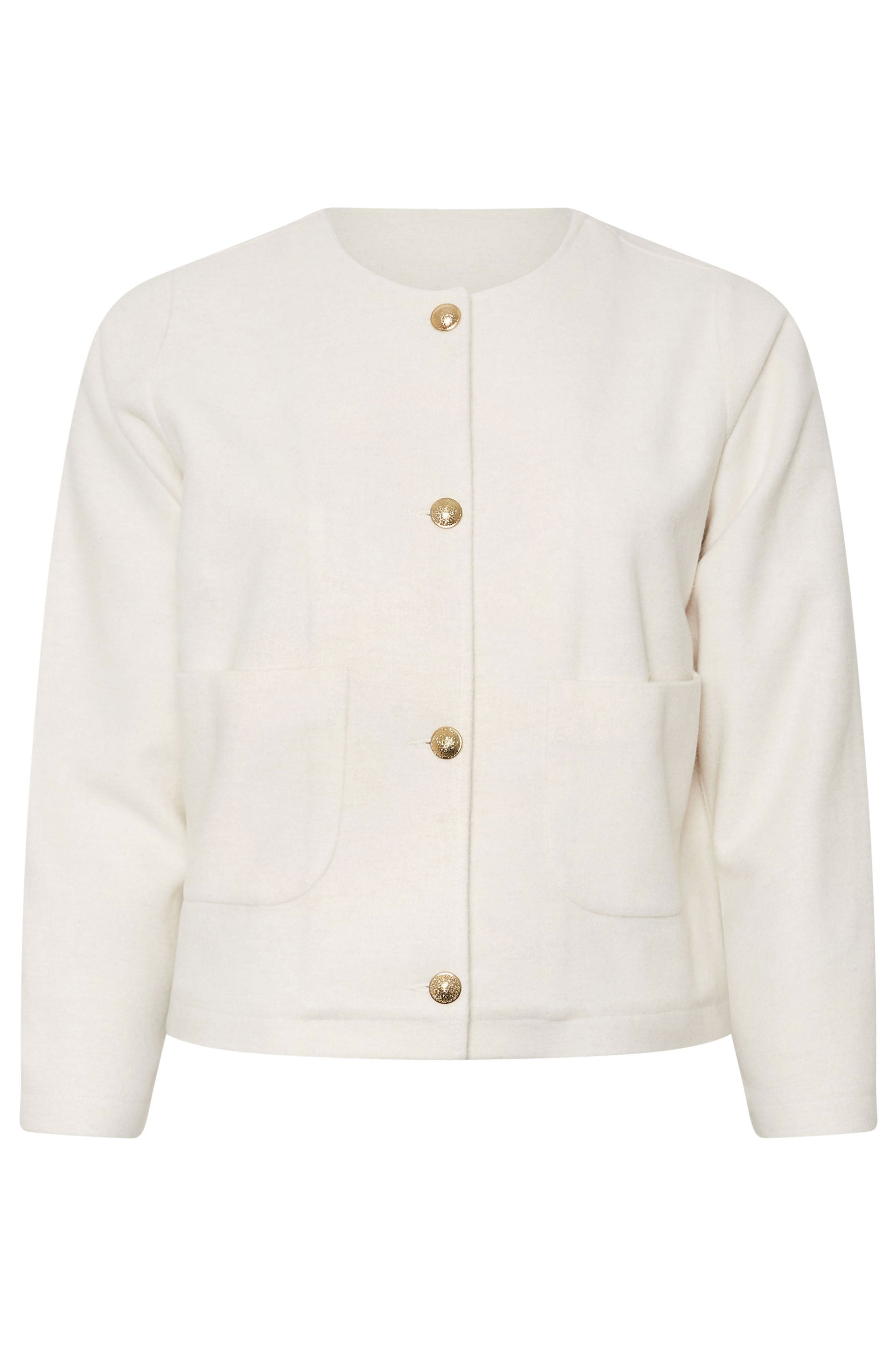  LIMITED COLLECTION - Veste Crème Boutonnée Sans Col Manches Longues
