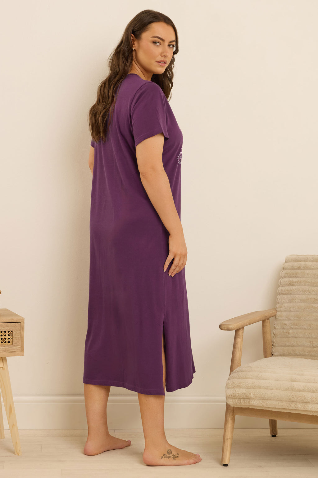  YOURS Curve Chemise De Nuit Midaxi Rose « Nuit étoilée »