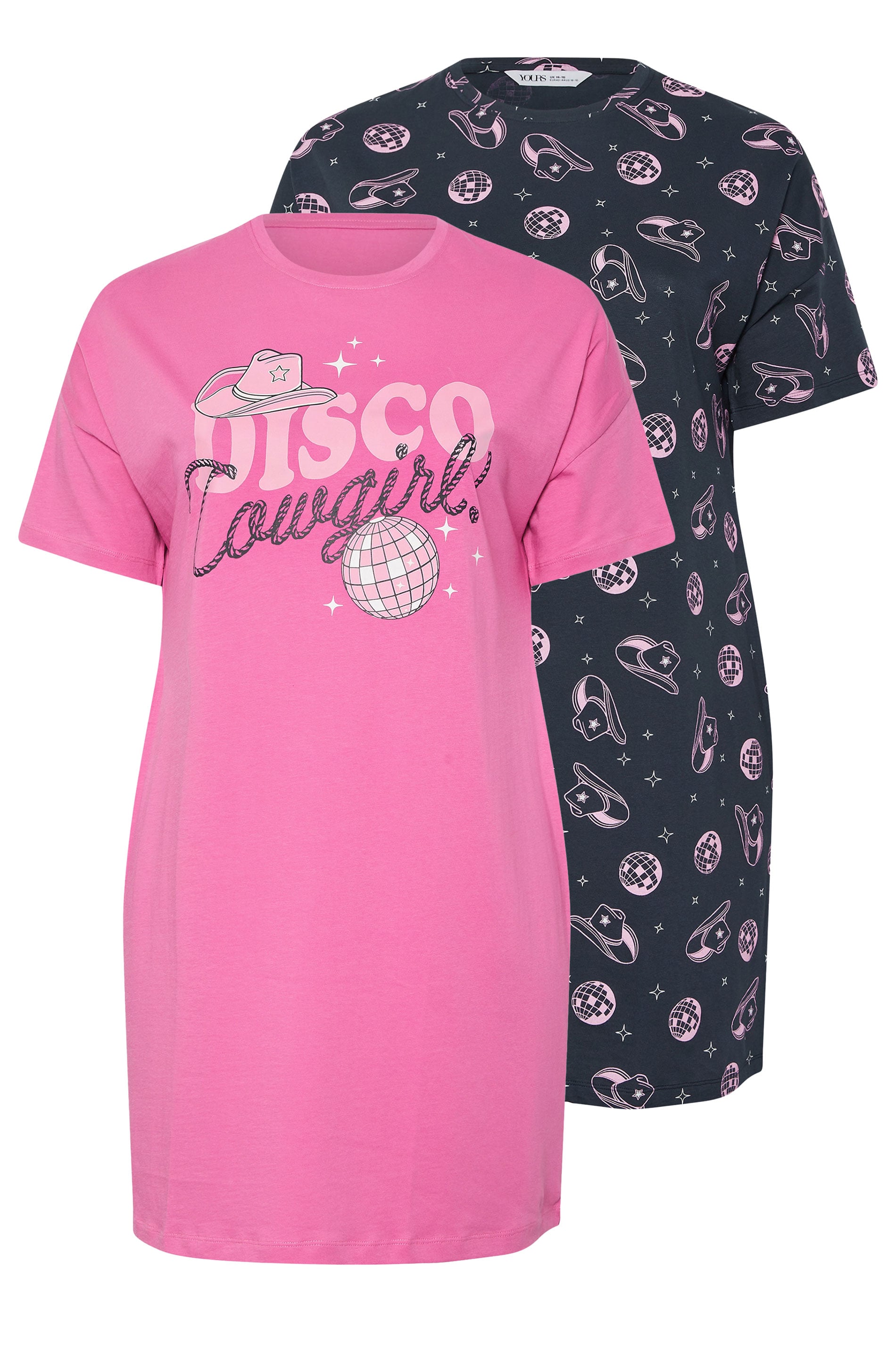  YOURS - Lot De 2 Chemises De Nuit Rose & Noire Disco