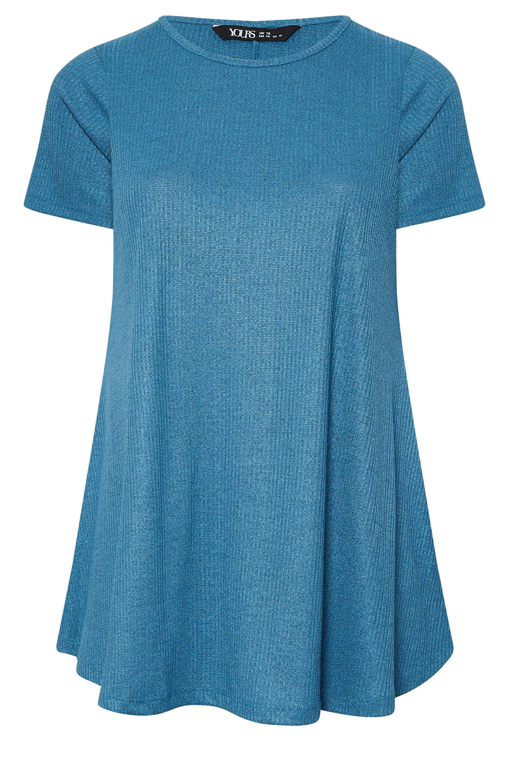  YOURS Curve T-shirt Bleu Côtelé Doux Au Toucher