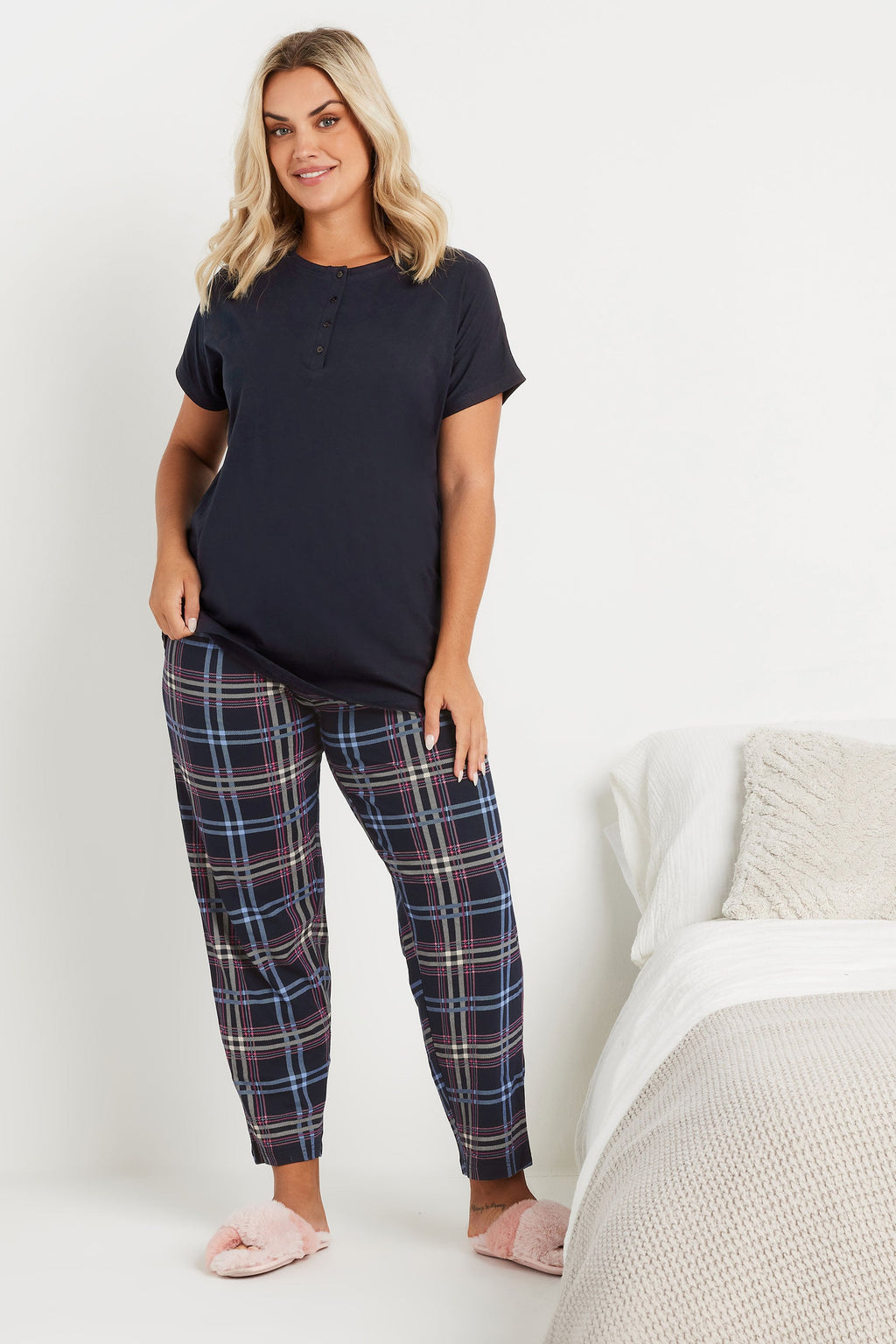  YOURS - Haut De Pyjama Bleu Marine En Coton