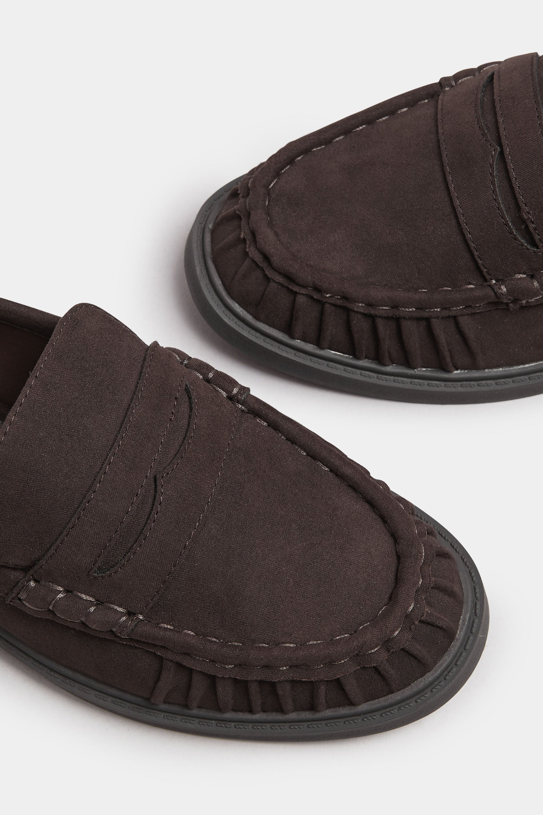  Mocassins Froncés En Similicuir Marron Chocolat, Coupe Extra Large EEE