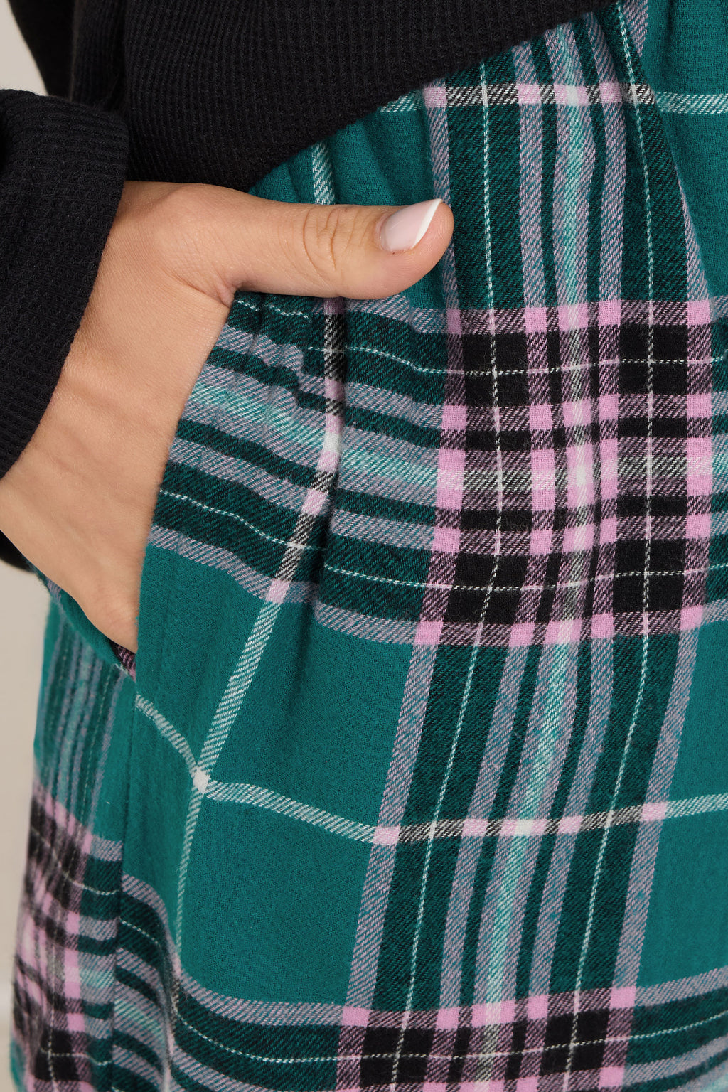  LTS Tall Turquoise Green Cotton Check Pyjama Bottoms