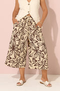  YOURS Curve Culotte Midaxi Texturée à Fleurs Marron Pierre