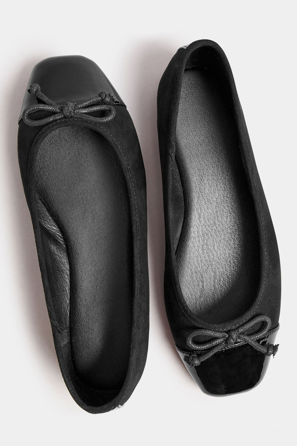  Ballerines Noires Carrées à Noeuds Vernies Pieds Extra Larges EEE