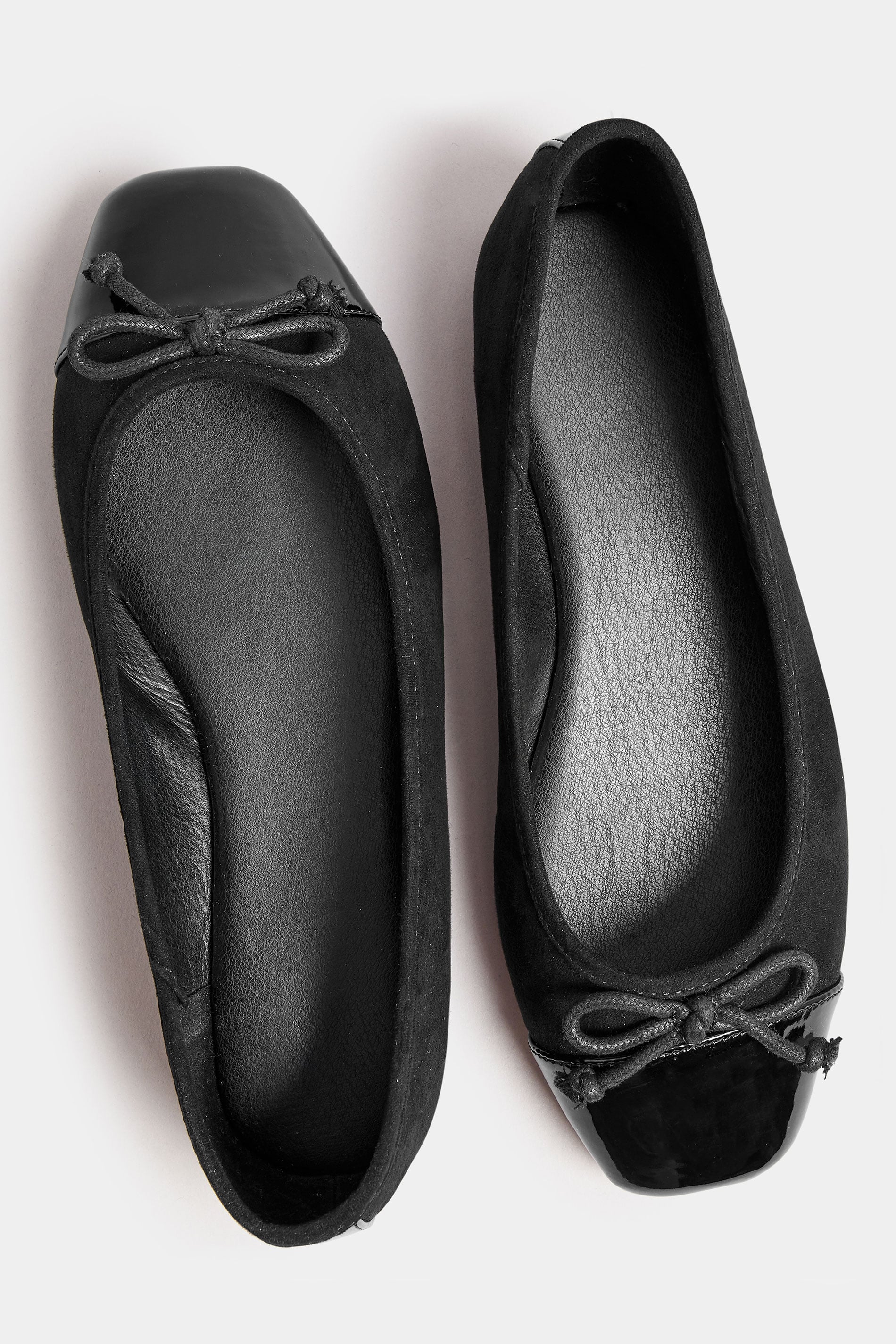  Ballerines Noires Carrées à Noeuds Vernies Pieds Extra Larges EEE