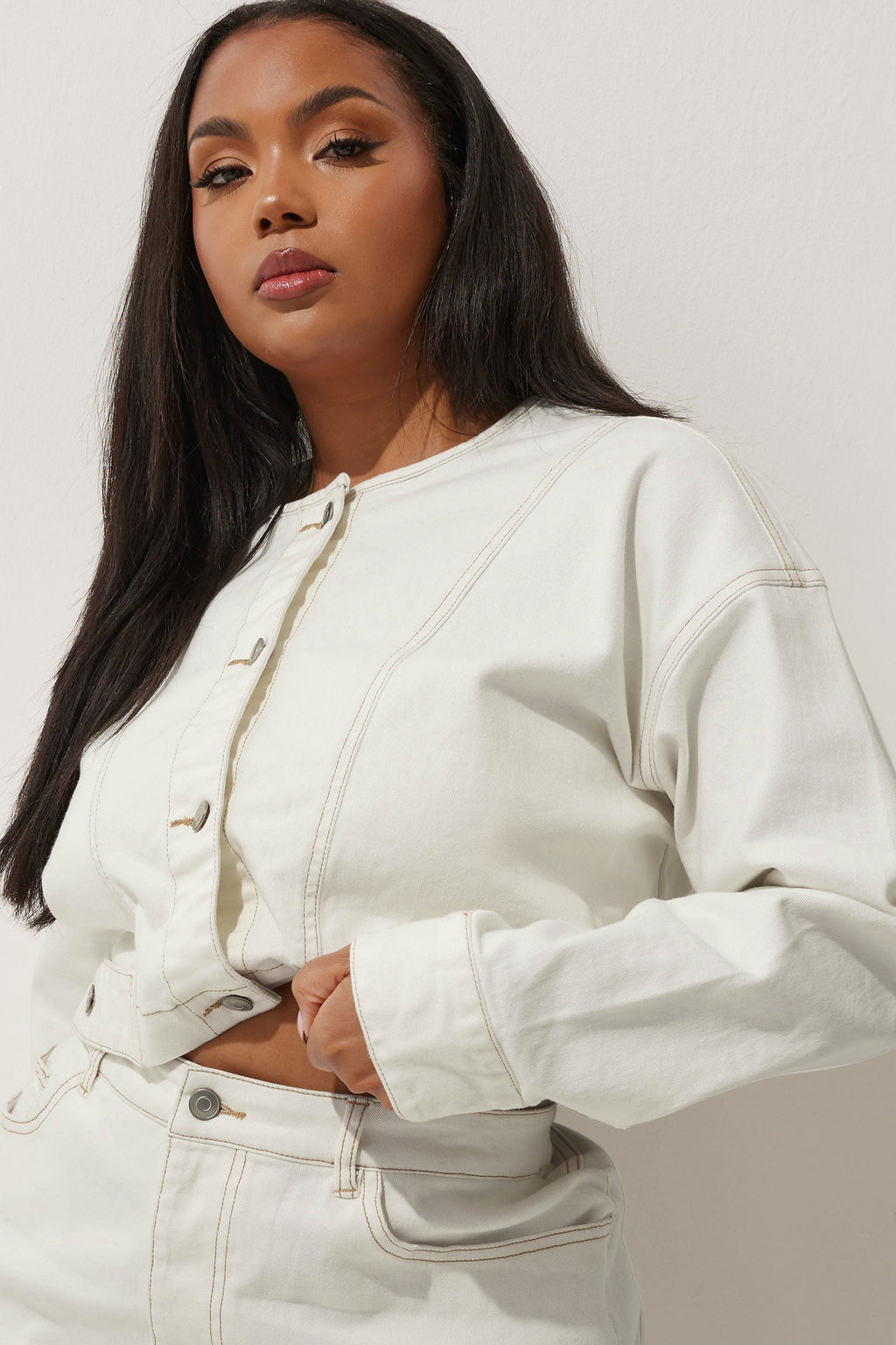  LIMITED COLLECTION - Veste En Jean Blanche Manches Longues
