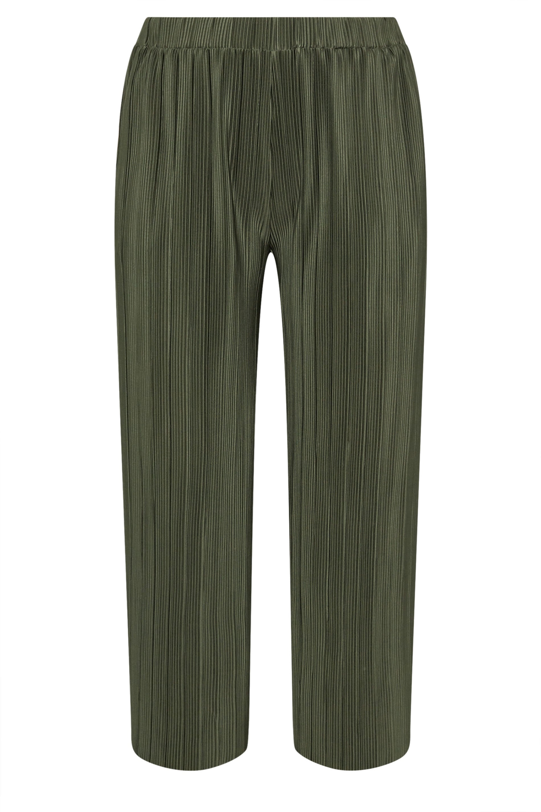  YOURS - Pantalon Wide Leg Vert Kaki Plissé