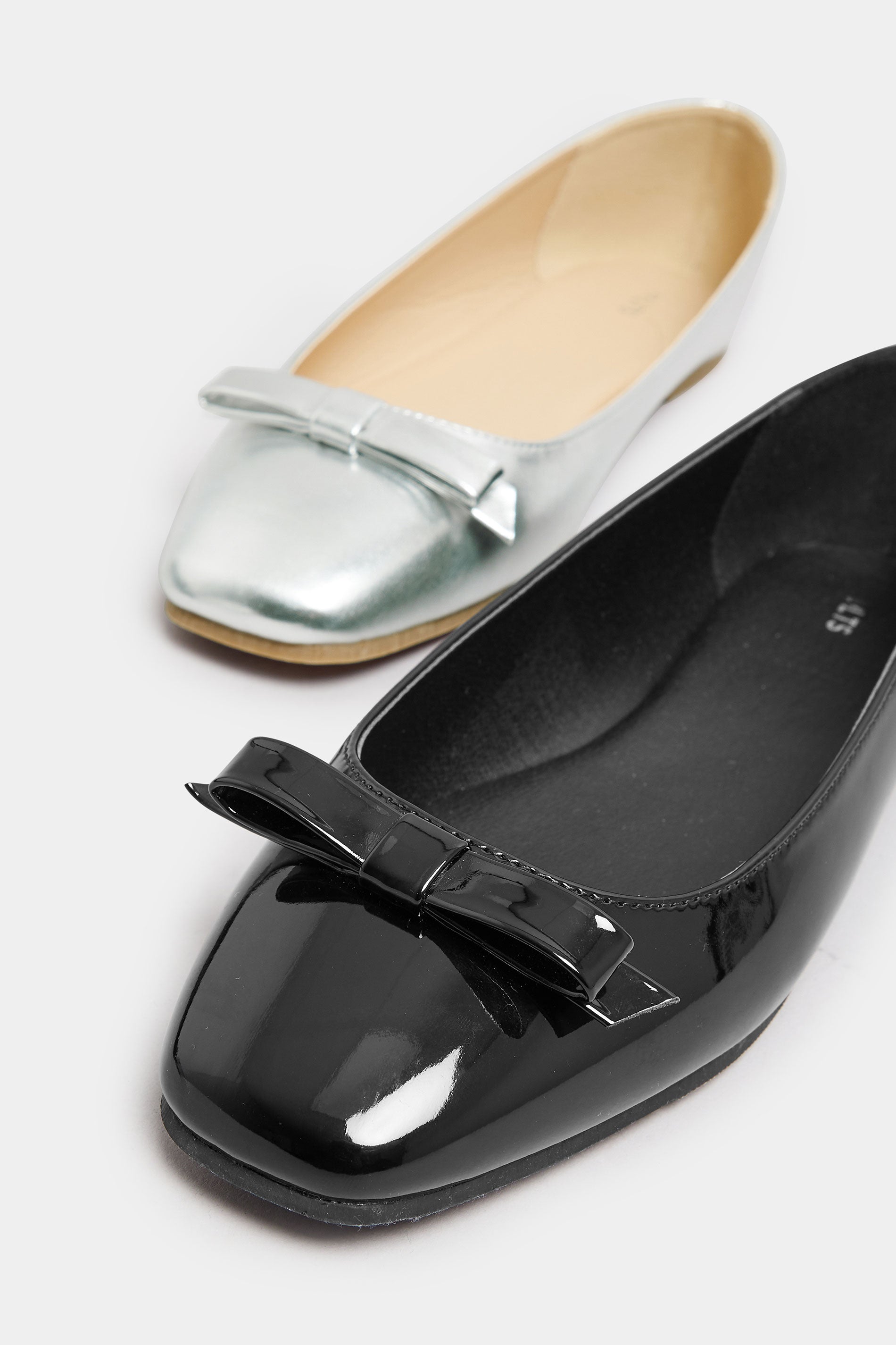  LTS Black Patent Ballet Pumps In Standard Fit