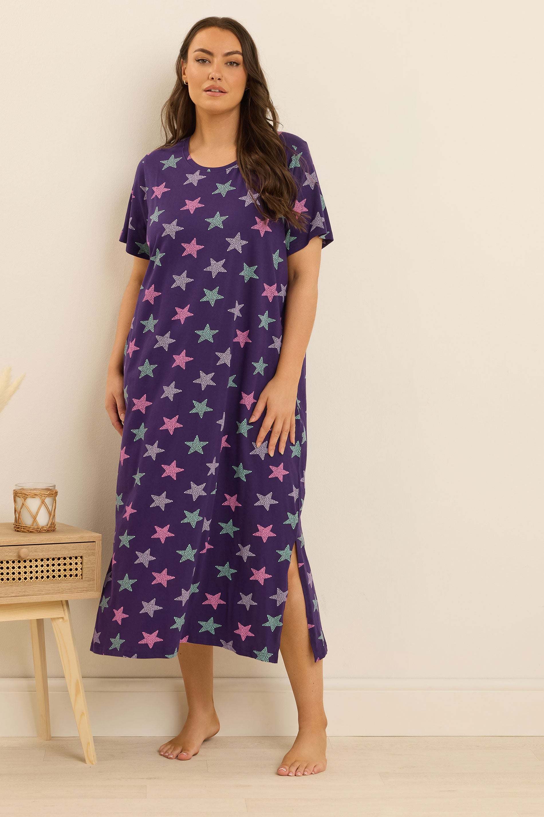  YOURS Curve Lot De 2 Chemises De Nuit Grises « Shine Like The Stars » Midaxi