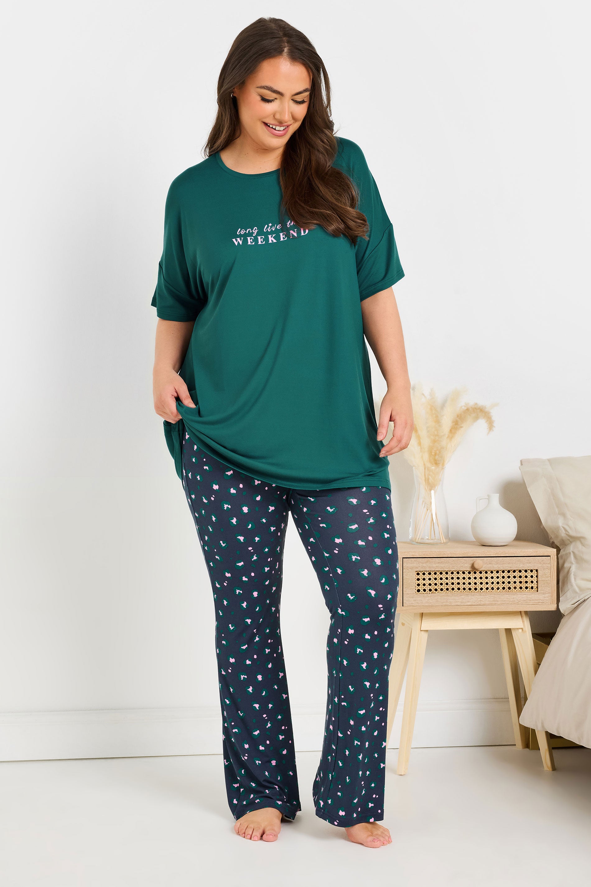  YOURS - Haut De Pyjama Vert Sarcelle 'Long Live The Weekend'