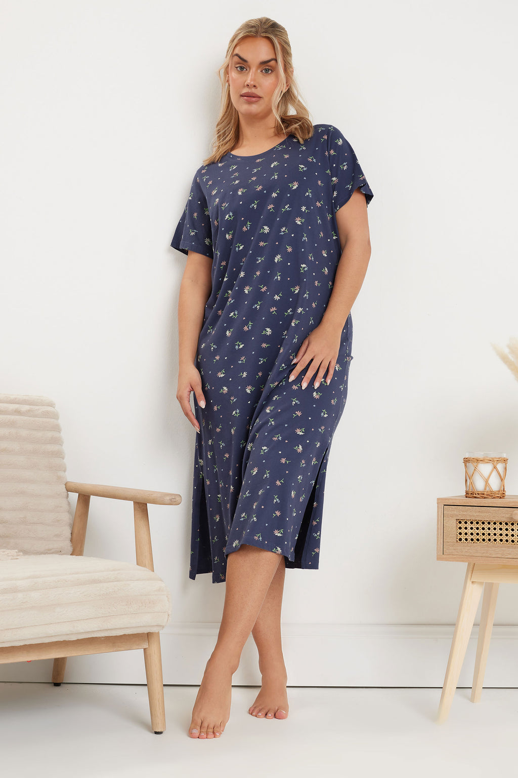  YOURS - Lot De 2 Chemises De Nuit Bleues Floral 'Every Moment'