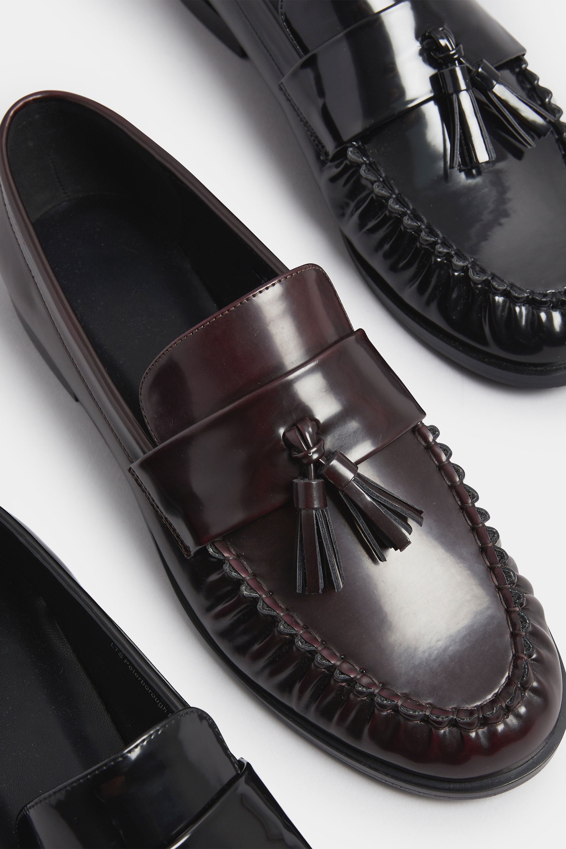  LTS Black Patent Tassel Flat Loafers