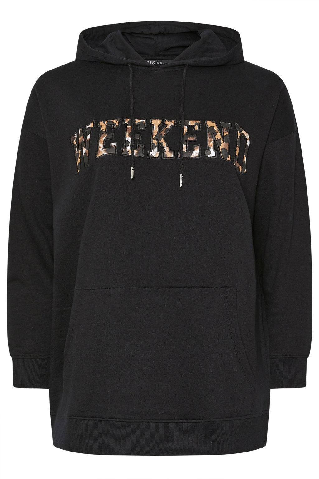  YOURS Curve Sweat à Capuche Noir Imprimé Léopard « Weekend »