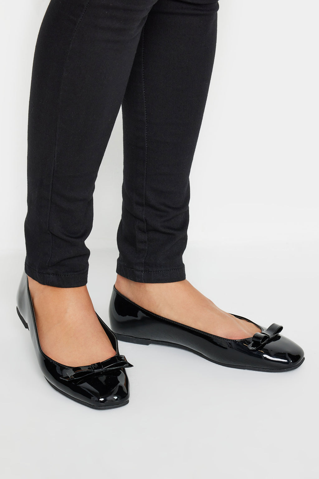  LTS Black Patent Ballet Pumps In Standard Fit