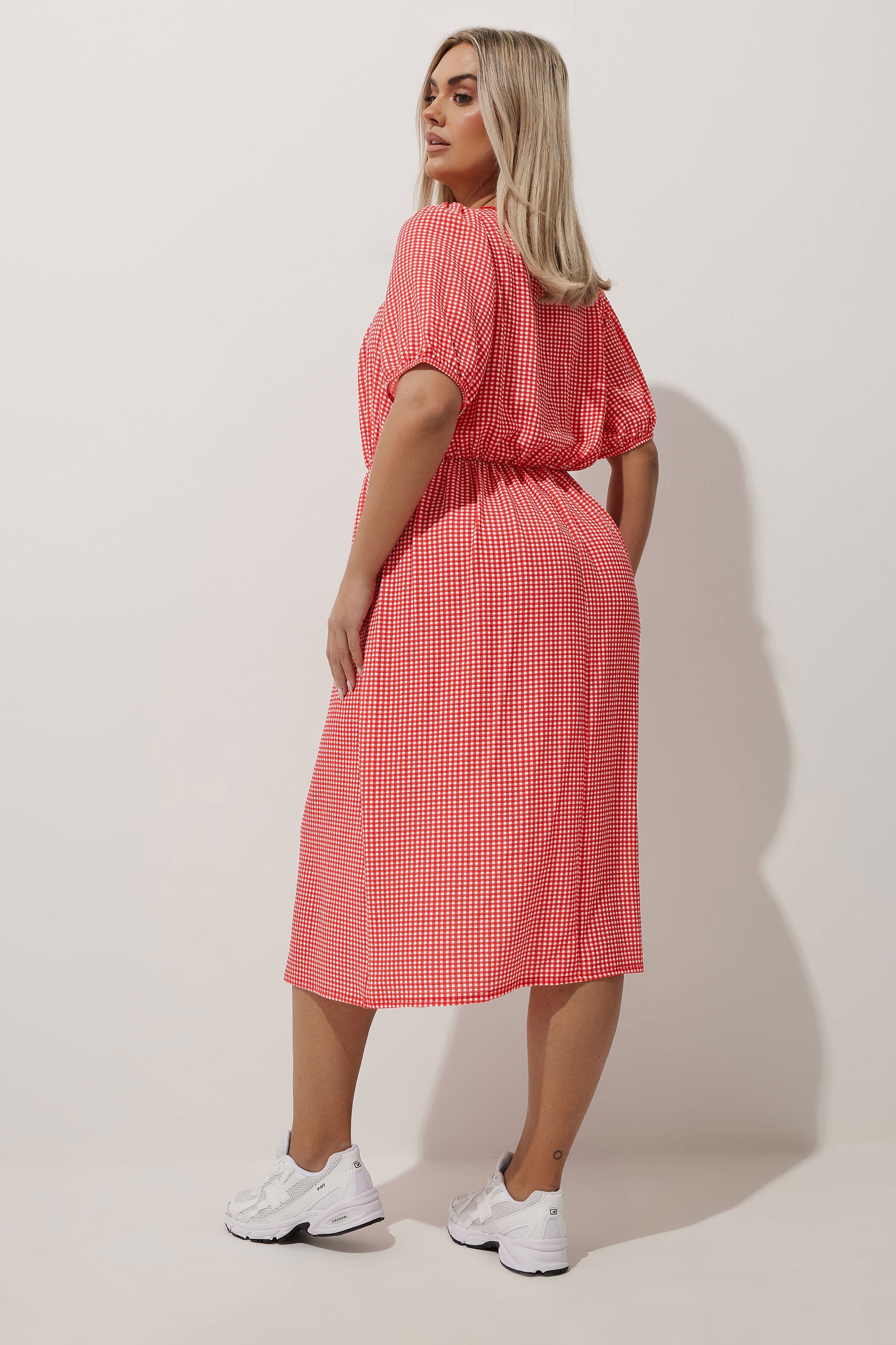  LIMITED COLLECTION - Robe Midi Rouge & Blanche à Carreaux