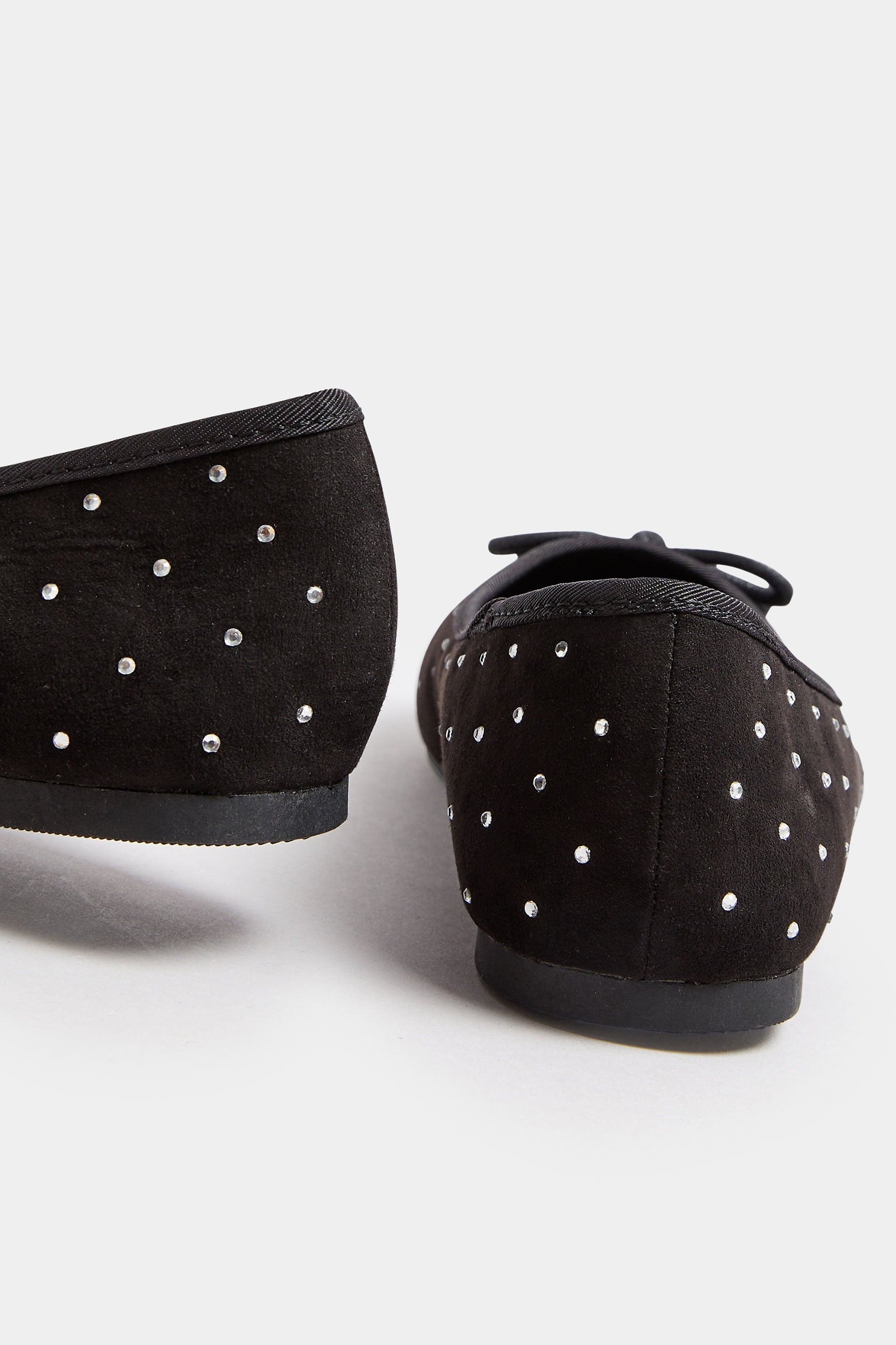  Ballerines Noires à Strass Noeuds Avant