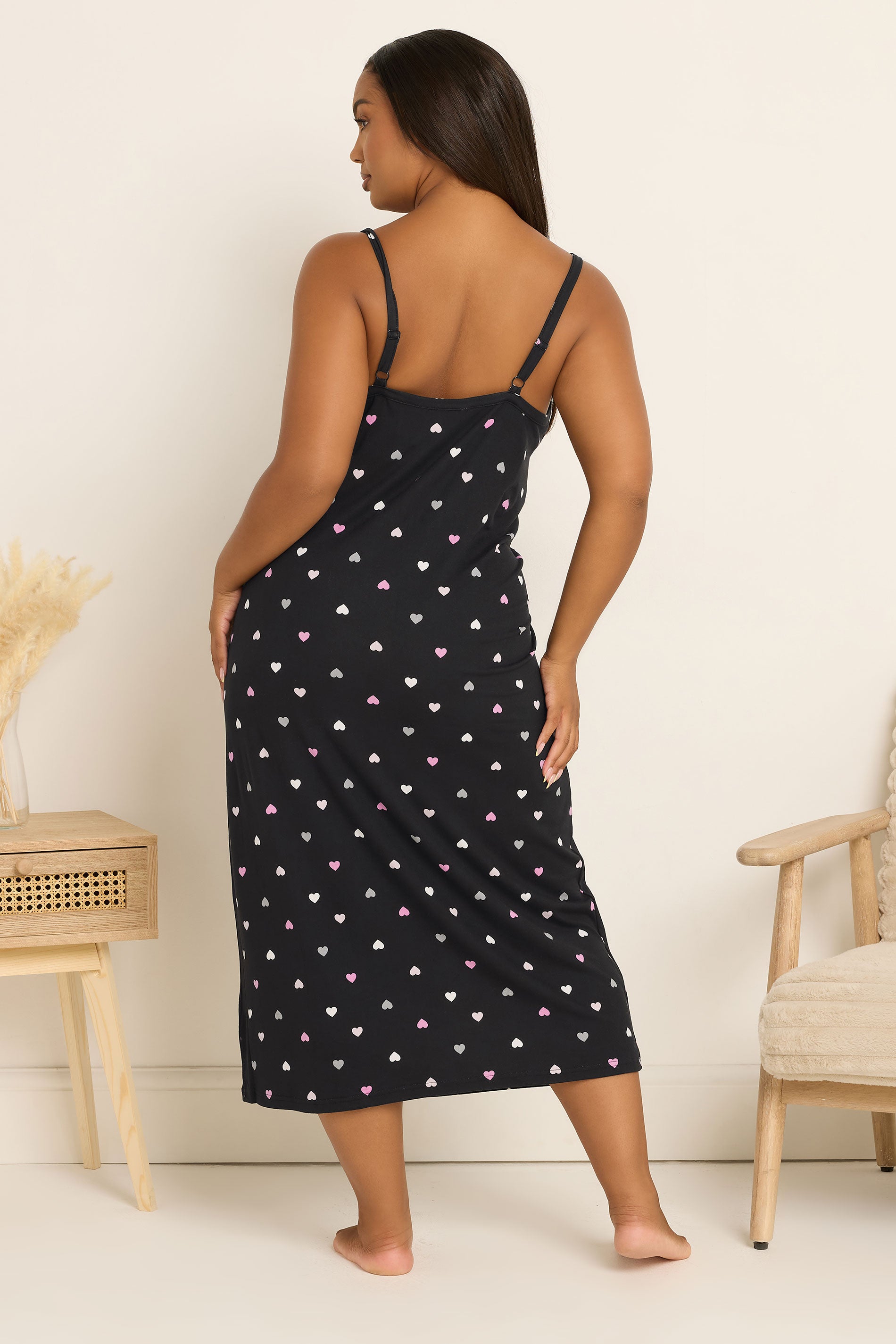  YOURS Curve Chemise De Nuit Douce Au Toucher En Forme De Cœur Noir
