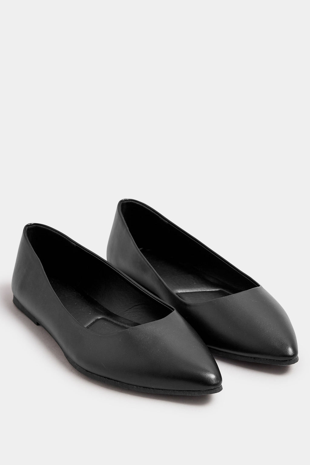  Ballerines Noires Effet Cuir Pieds Larges E & Extra Larges EEE