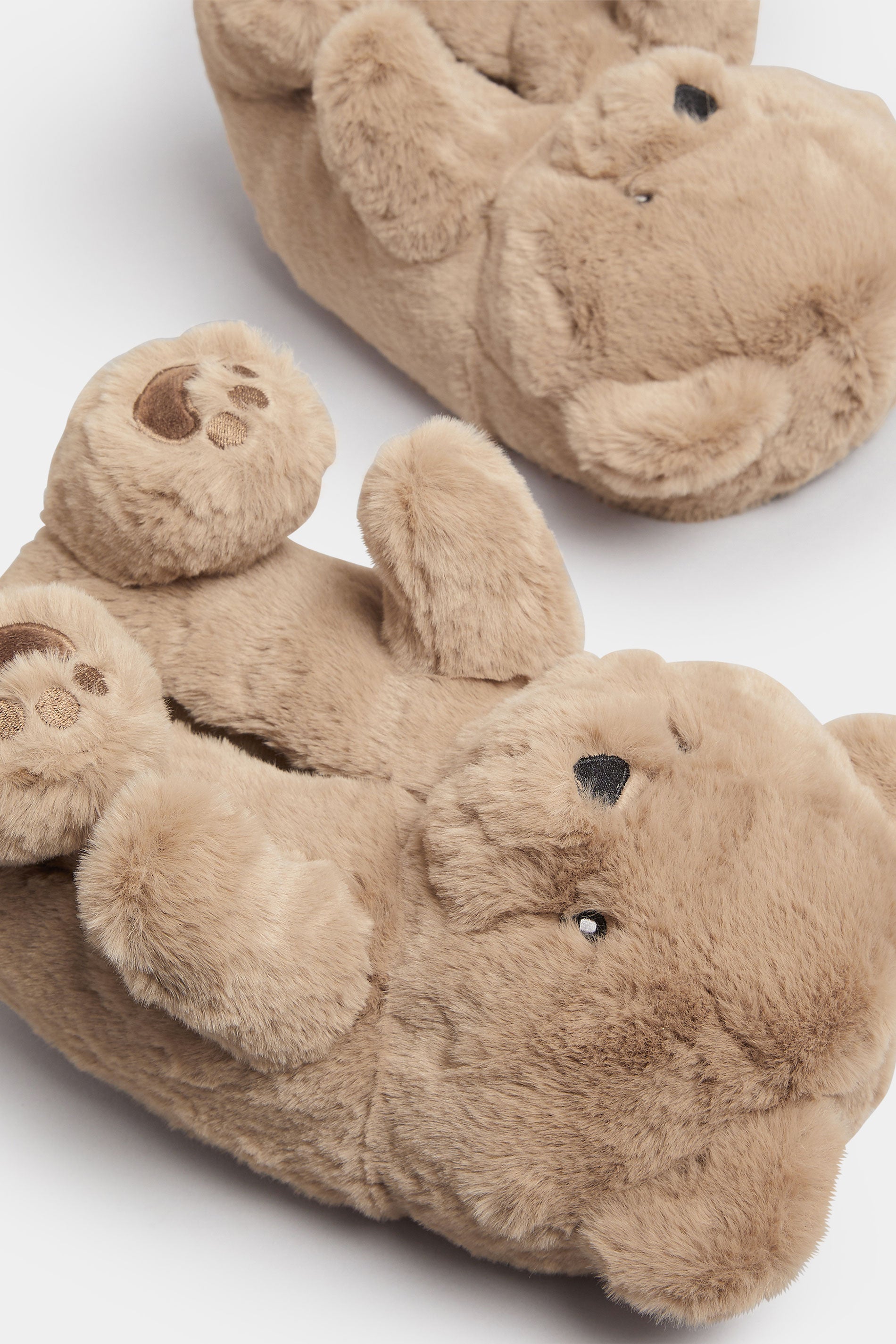  Chaussons Ours En Peluche En Fausse Fourrure Marron