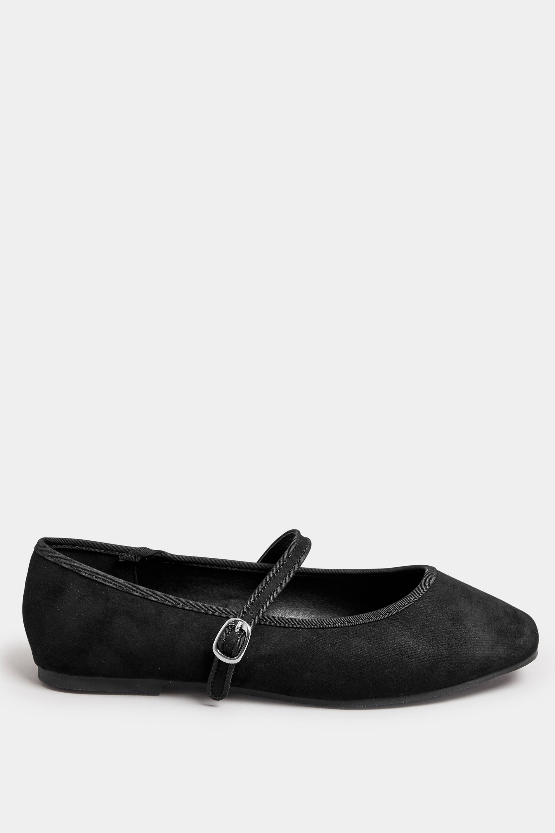  Ballerines Noires Effet Daim Carrées Avant Pieds Extra Larges EEE