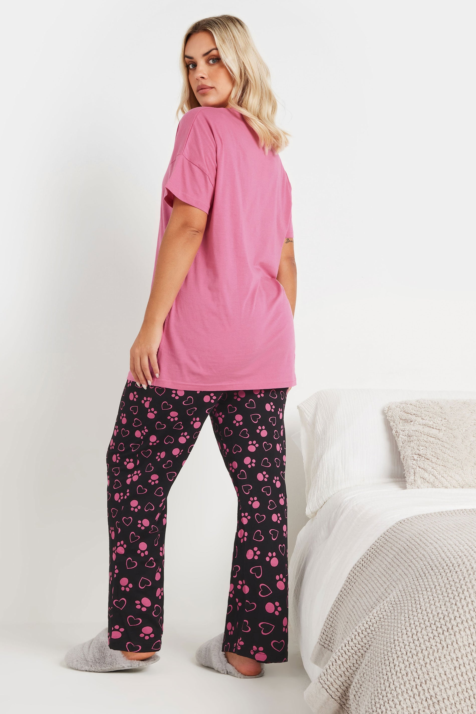  YOURS - Ensemble De Pyjama Rose 'Let's Get Snuggly' Coupe Wide Leg