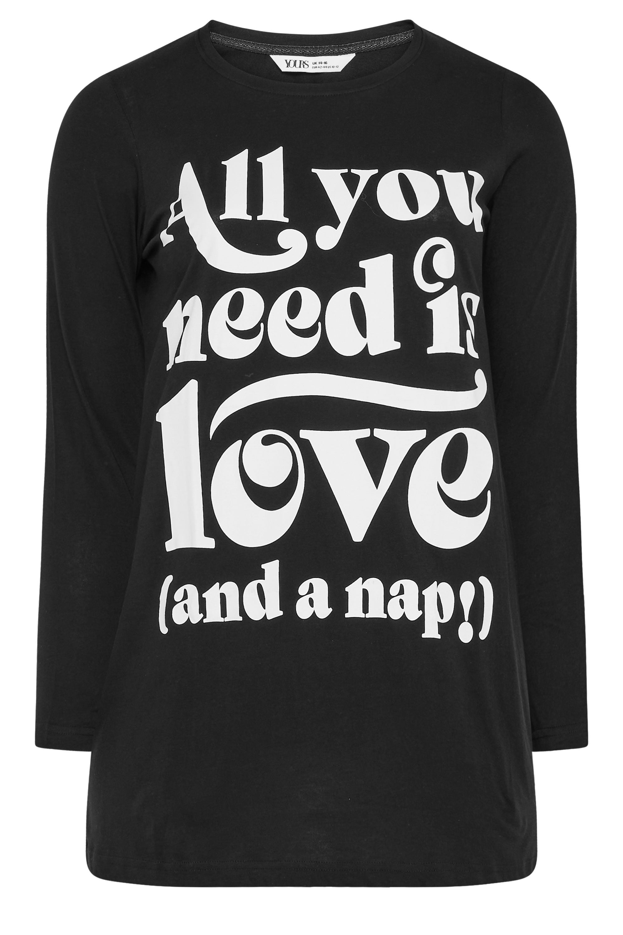  YOURS - Lot De 4 Pièces De Pyjamas Noir & Blanc Slogan