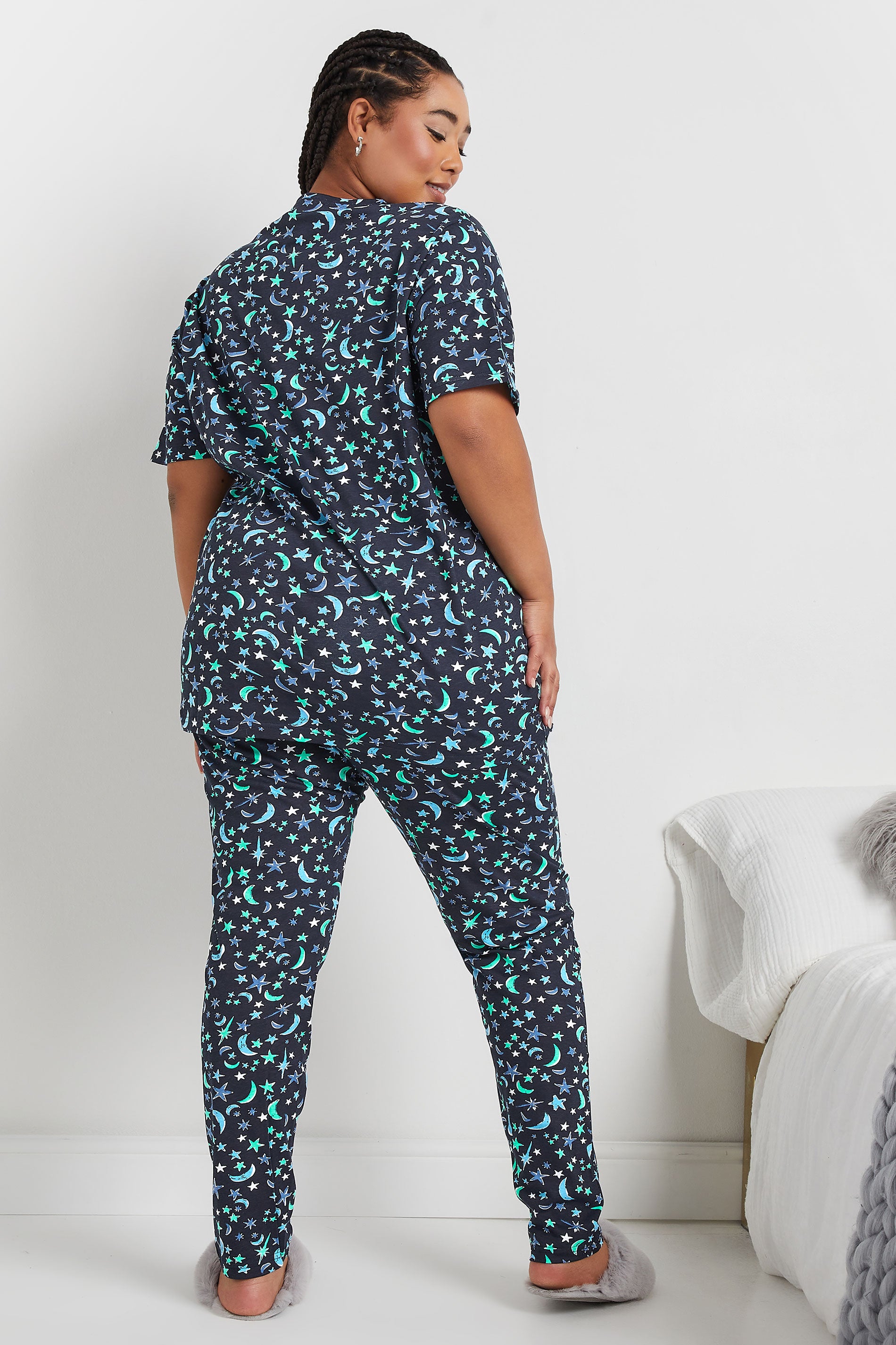  YOURS - Ensemble De Pyjama Bleu Marine Design Lunes & Étoiles