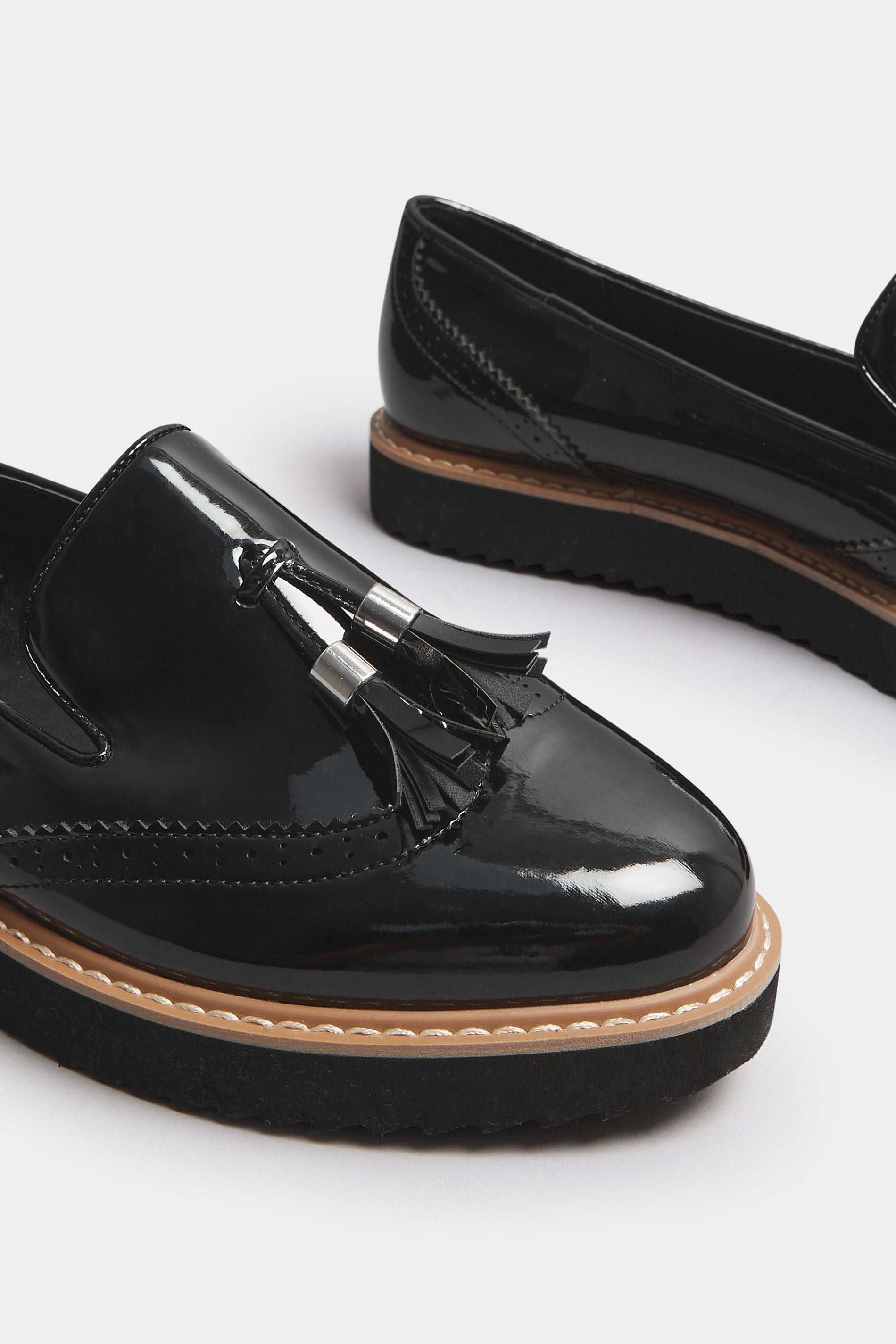  LTS Black Patent Tassel Slip-On Loafers In Standard Fit