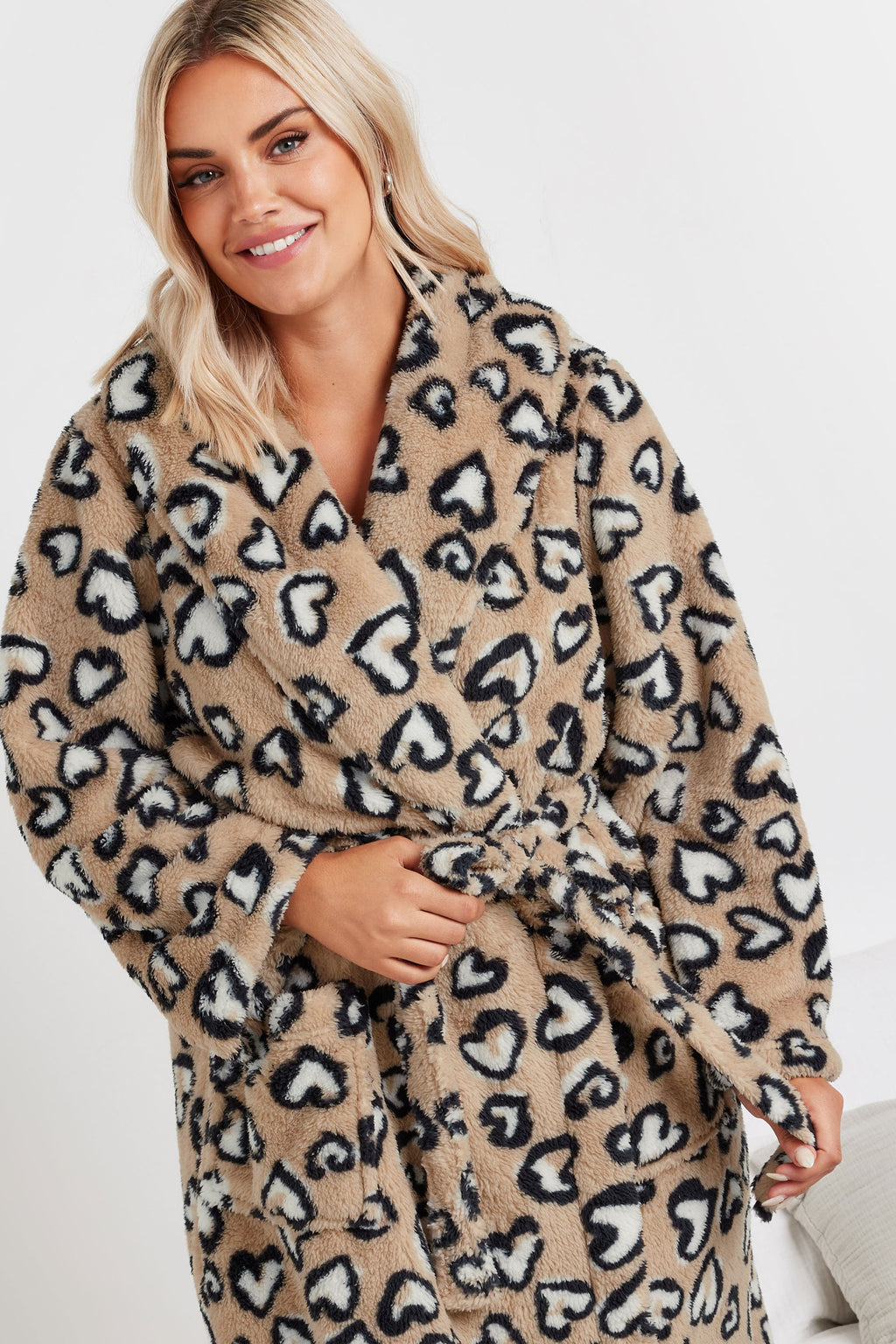  YOURS - Robe De Chambre Beige Léopard En Polaire